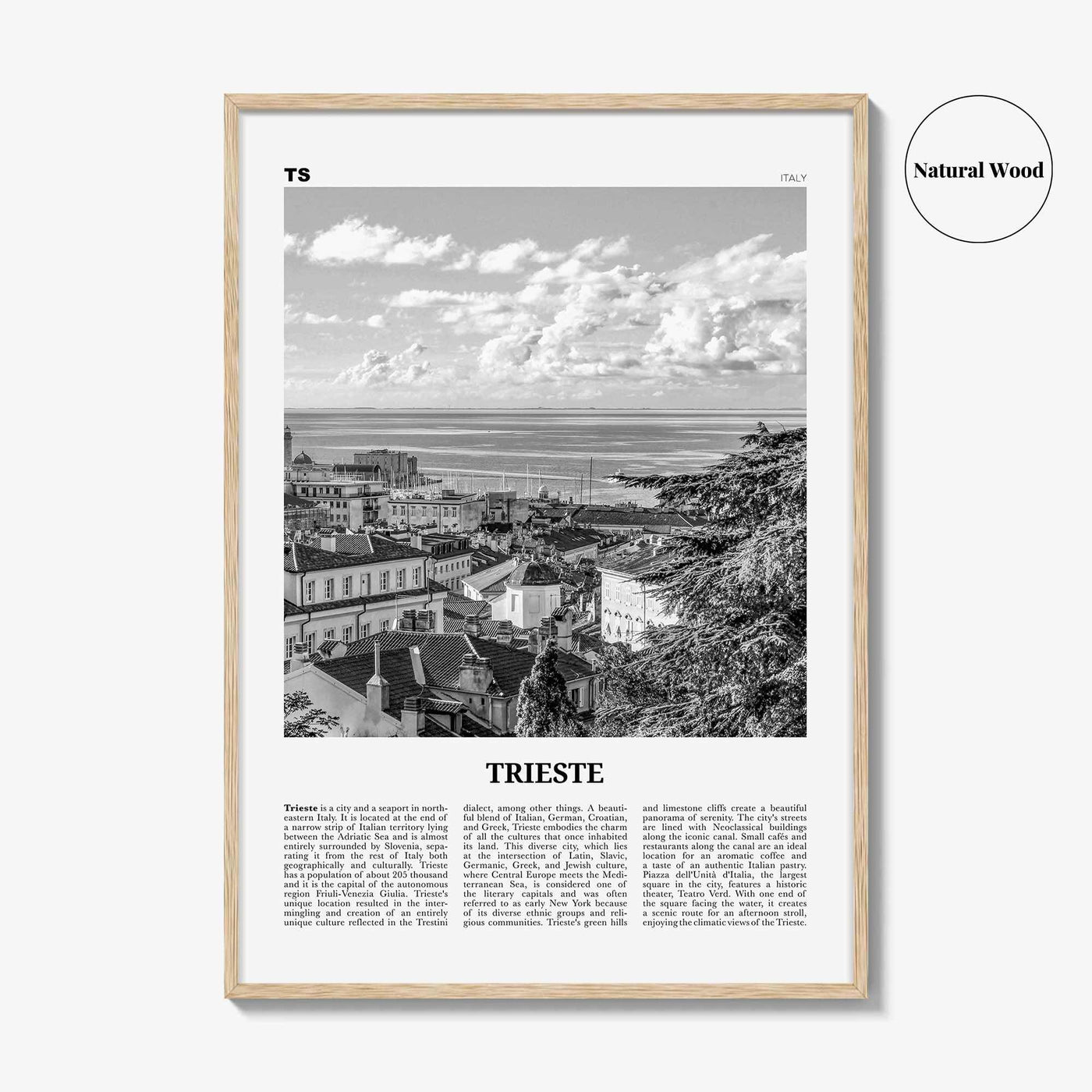 Trieste Print Black and White, Trieste Wall Art, Trieste Poster, Trieste Photo, Trieste Wall Décor, Trst, Italy, Italia, Adriatic Sea