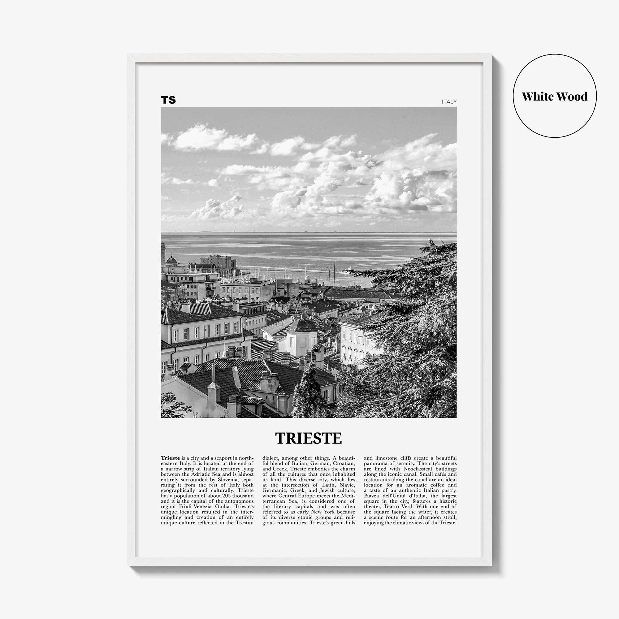 Trieste Print Black and White, Trieste Wall Art, Trieste Poster, Trieste Photo, Trieste Wall Décor, Trst, Italy, Italia, Adriatic Sea