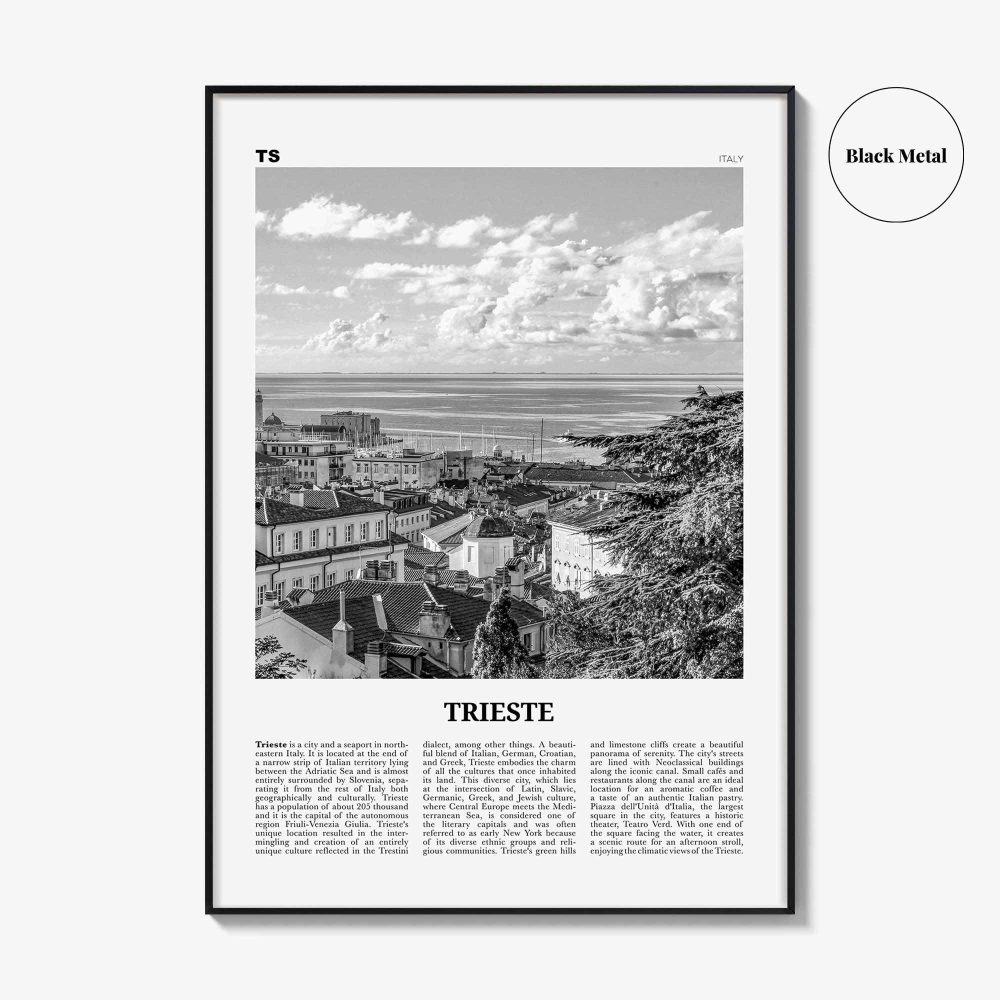 Trieste Print Black and White, Trieste Wall Art, Trieste Poster, Trieste Photo, Trieste Wall Décor, Trst, Italy, Italia, Adriatic Sea