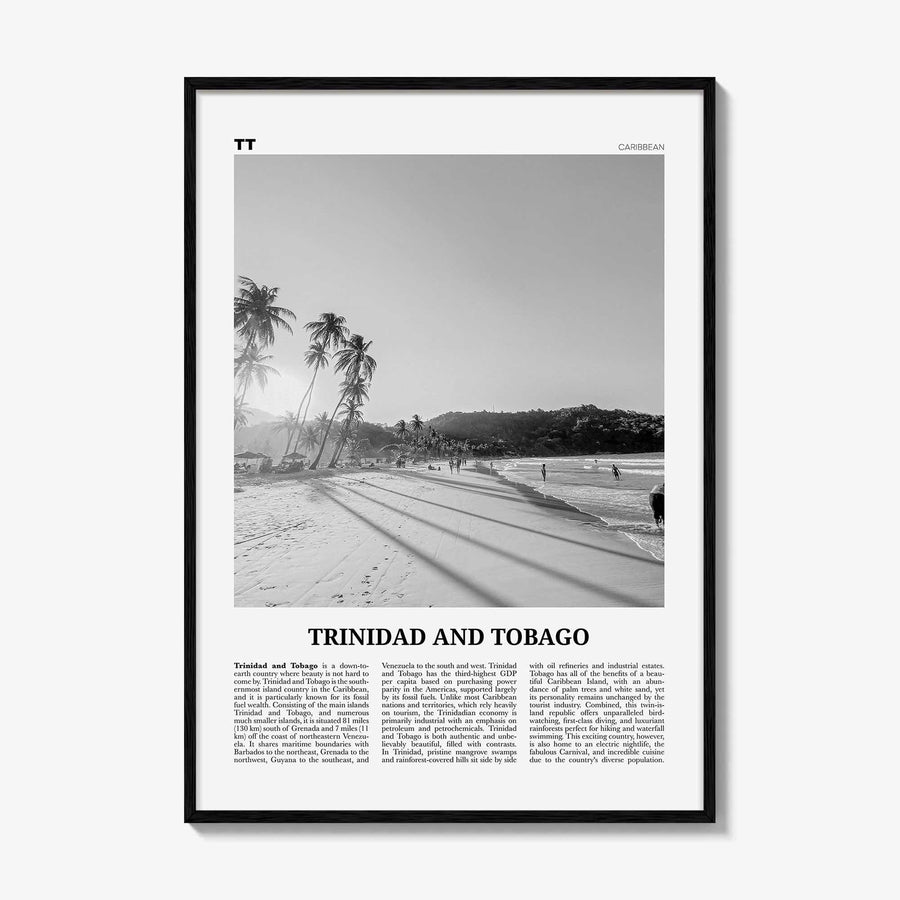 Trinidad and Tobago Print Black and White No 1, Trinidad and Tobago Wall Art, Trinidad and Tobago Poster, Port of Spain, Caribbean