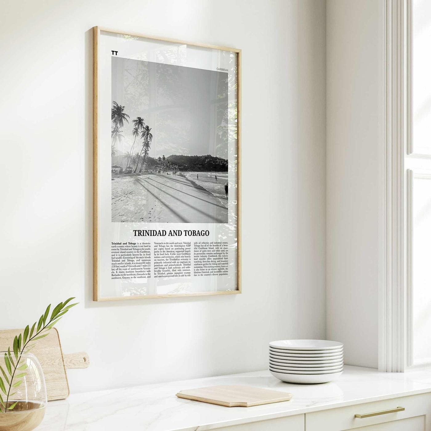 Trinidad and Tobago Print Black and White No 1, Trinidad and Tobago Wall Art, Trinidad and Tobago Poster, Port of Spain, Caribbean