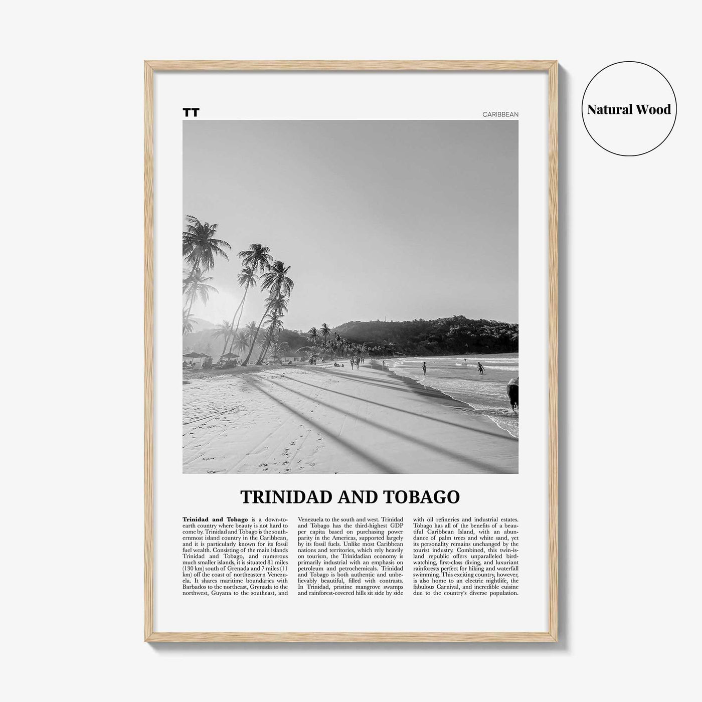 Trinidad and Tobago Print Black and White No 1, Trinidad and Tobago Wall Art, Trinidad and Tobago Poster, Port of Spain, Caribbean