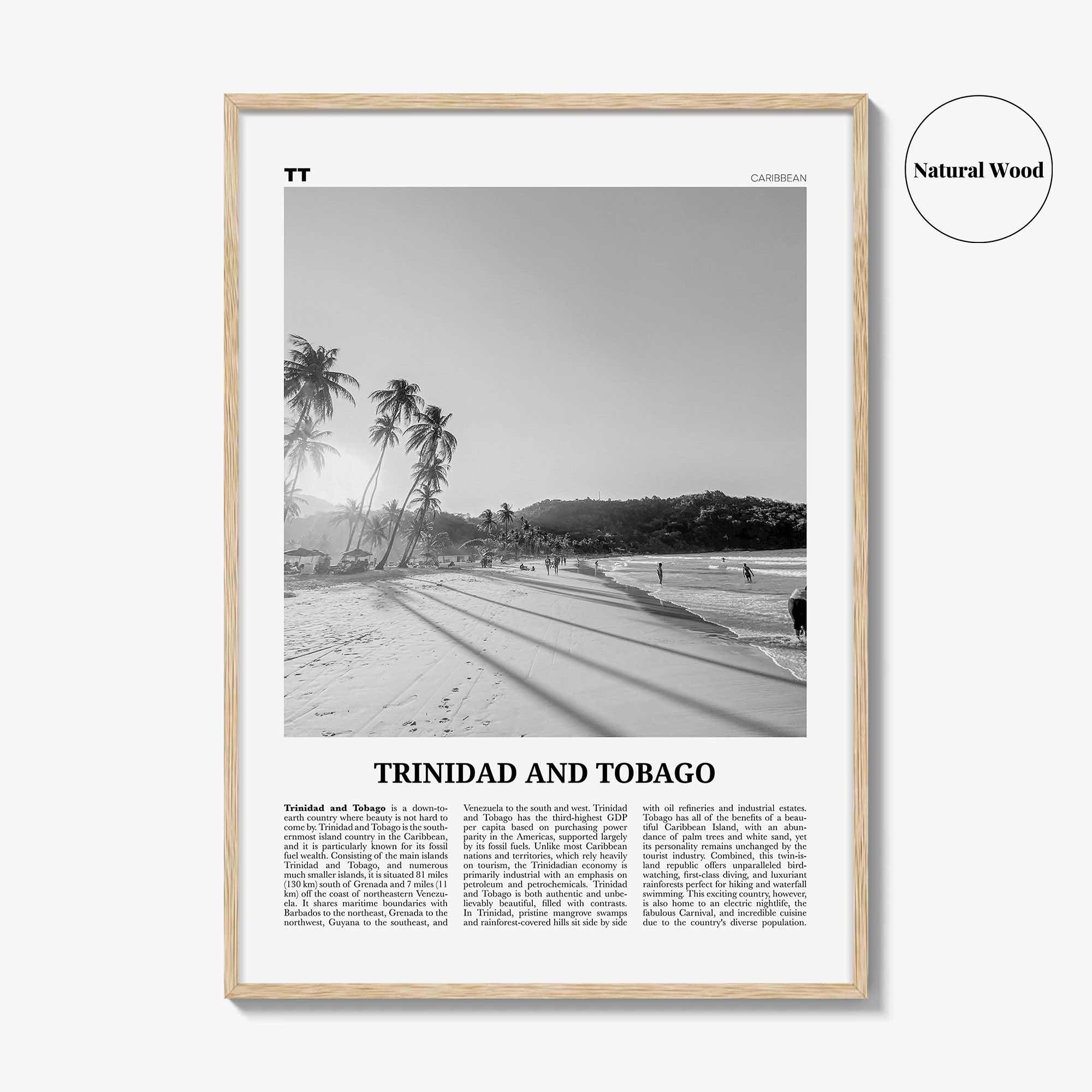 Trinidad and Tobago Print Black and White No 1, Trinidad and Tobago Wall Art, Trinidad and Tobago Poster, Port of Spain, Caribbean