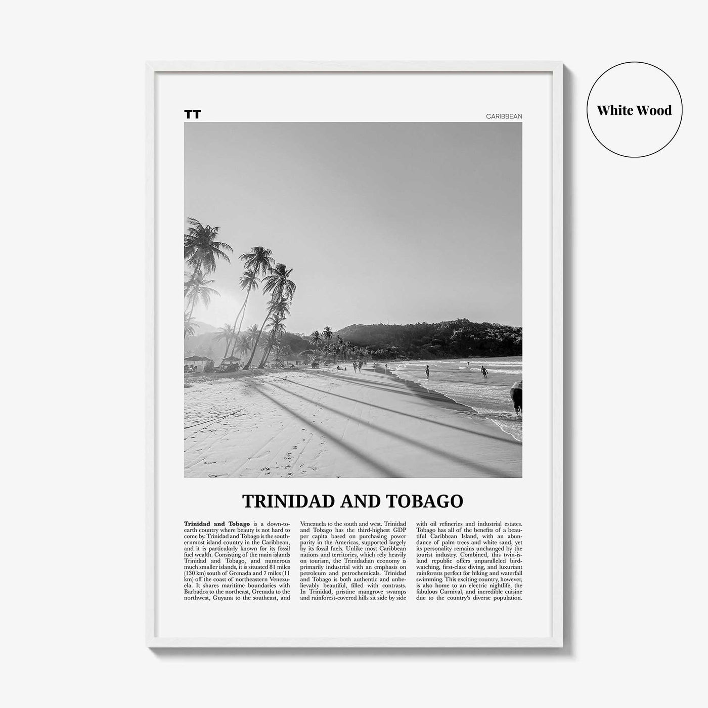 Trinidad and Tobago Print Black and White No 1, Trinidad and Tobago Wall Art, Trinidad and Tobago Poster, Port of Spain, Caribbean