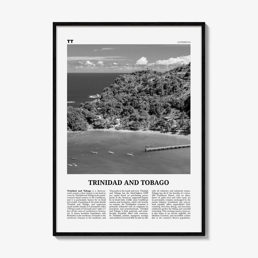 Trinidad and Tobago Print Black and White No 2, Trinidad and Tobago Wall Art, Trinidad and Tobago Poster, Port of Spain, Caribbean
