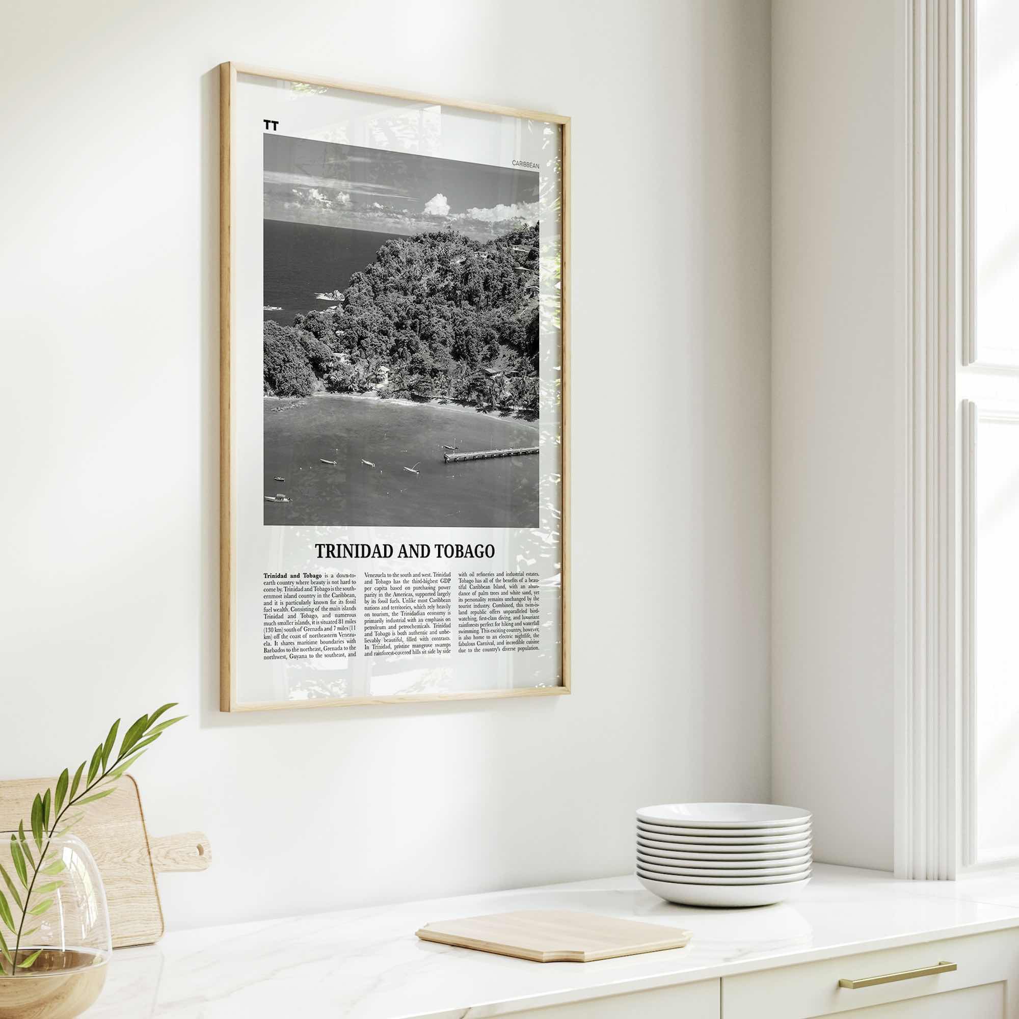 Trinidad and Tobago Print Black and White No 2, Trinidad and Tobago Wall Art, Trinidad and Tobago Poster, Port of Spain, Caribbean