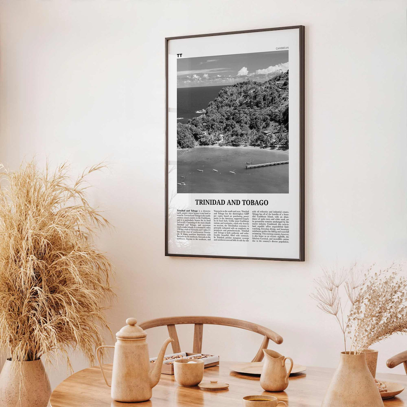 Trinidad and Tobago Print Black and White No 2, Trinidad and Tobago Wall Art, Trinidad and Tobago Poster, Port of Spain, Caribbean