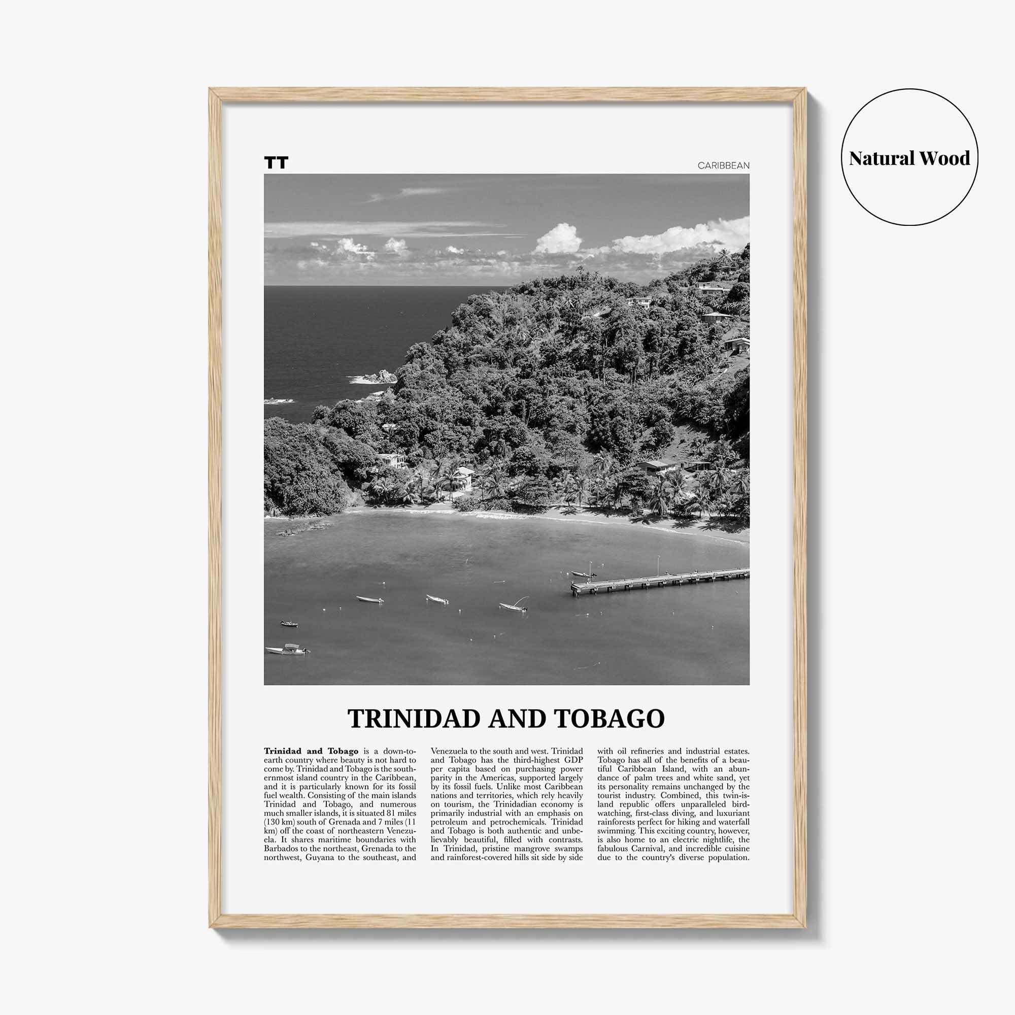 Trinidad and Tobago Print Black and White No 2, Trinidad and Tobago Wall Art, Trinidad and Tobago Poster, Port of Spain, Caribbean