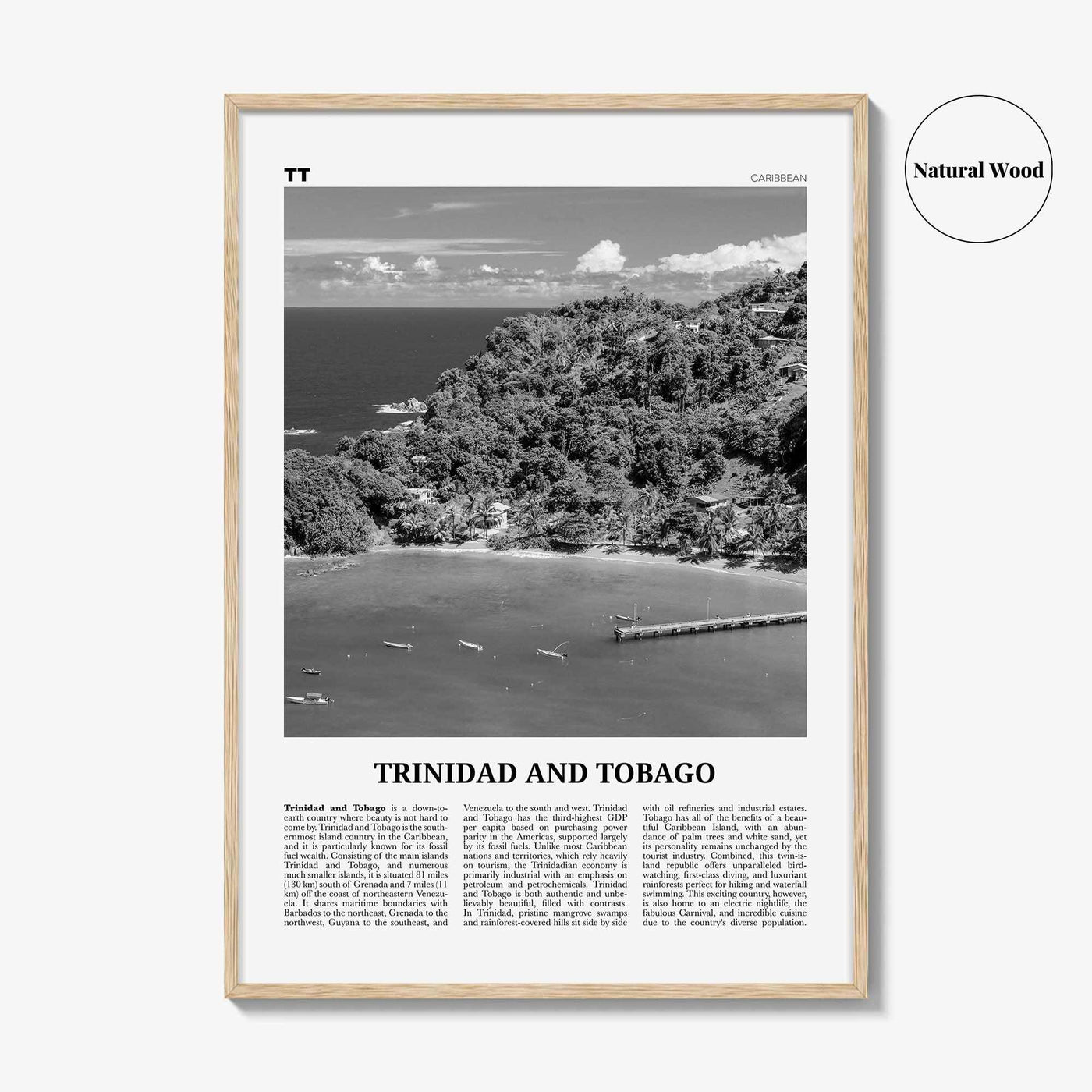 Trinidad and Tobago Print Black and White No 2, Trinidad and Tobago Wall Art, Trinidad and Tobago Poster, Port of Spain, Caribbean