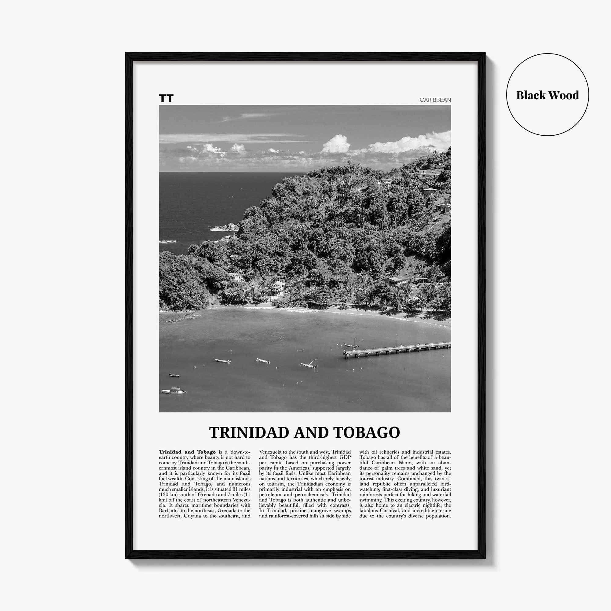 Trinidad and Tobago Print Black and White No 2, Trinidad and Tobago Wall Art, Trinidad and Tobago Poster, Port of Spain, Caribbean