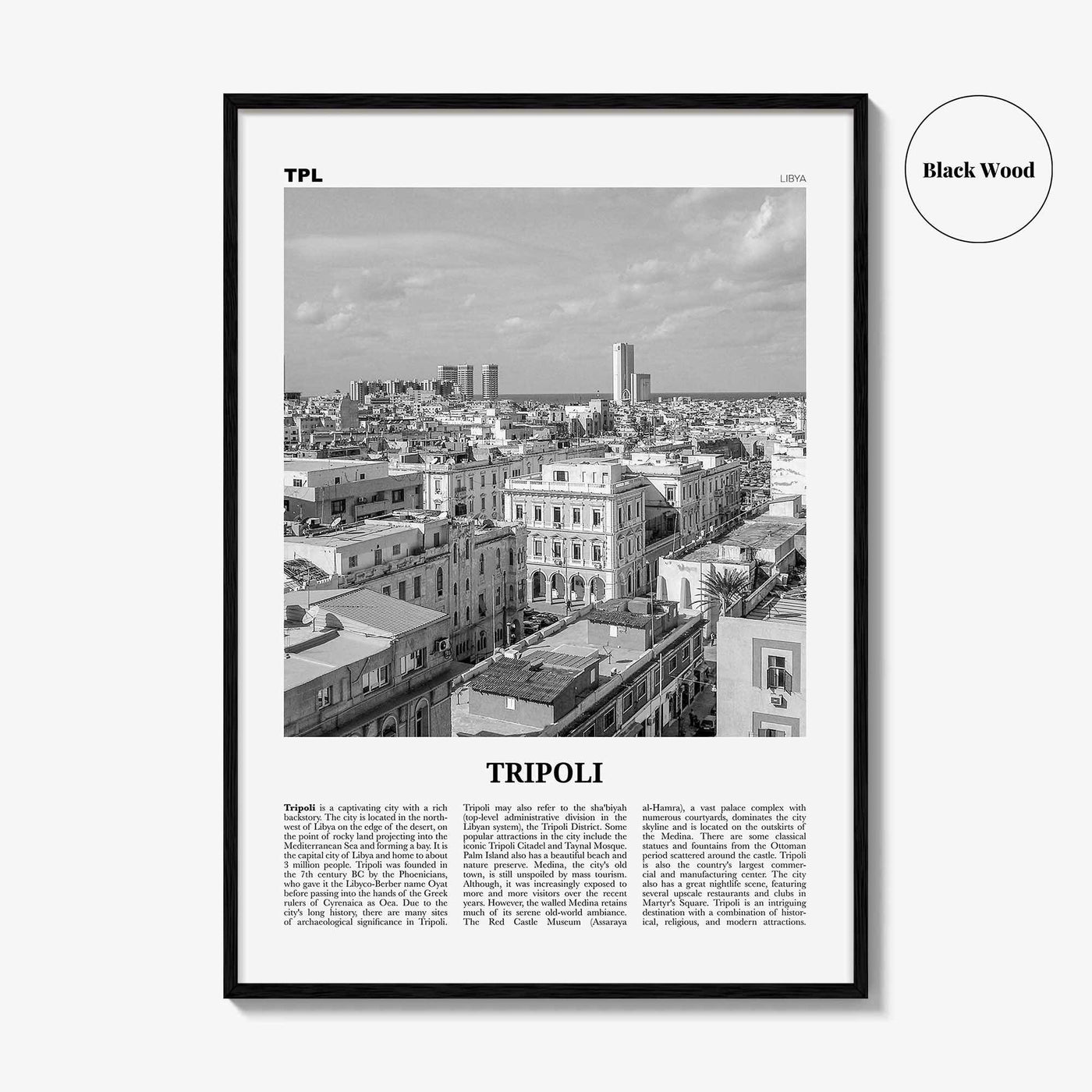 Tripoli Print Black and White Libya, Tripoli Wall Art, Tripoli Poster, Tripoli Photo, Tripoli Wall Décor, Tripolis, Libya, طرابلس ليبيا