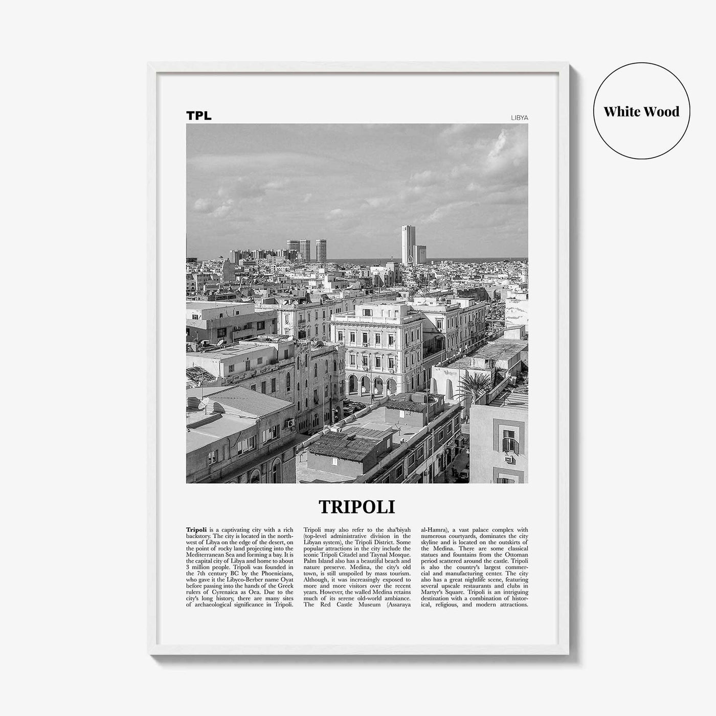 Tripoli Print Black and White Libya, Tripoli Wall Art, Tripoli Poster, Tripoli Photo, Tripoli Wall Décor, Tripolis, Libya, طرابلس ليبيا