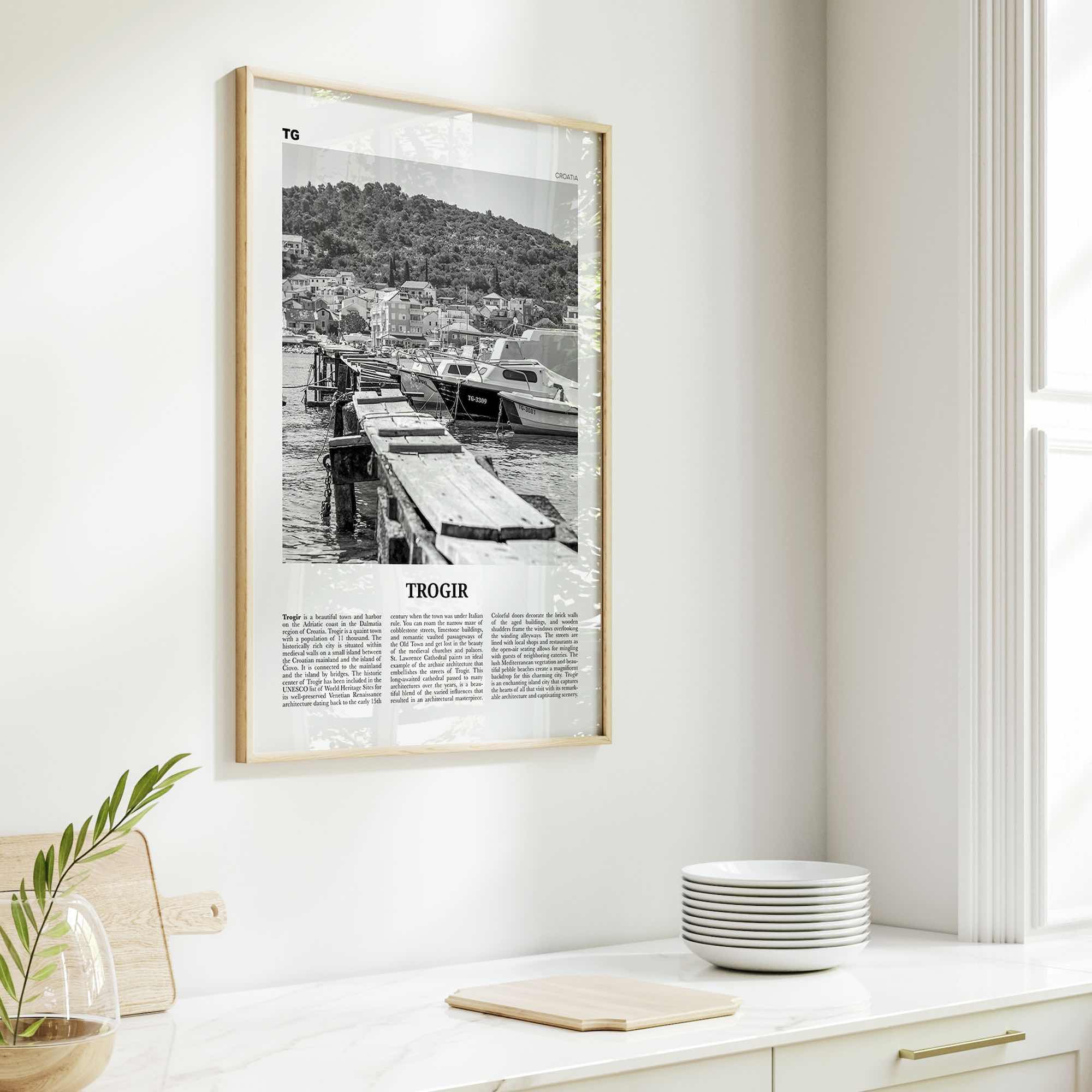 Trogir Print Black and White, Trogir Wall Art, Trogir Poster, Trogir Photo, Trogir Wall Décor, Traù, Croatia, Split-Dalmatia, Hrvatska