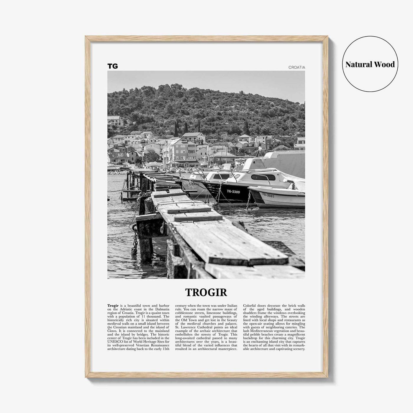 Trogir Print Black and White, Trogir Wall Art, Trogir Poster, Trogir Photo, Trogir Wall Décor, Traù, Croatia, Split-Dalmatia, Hrvatska