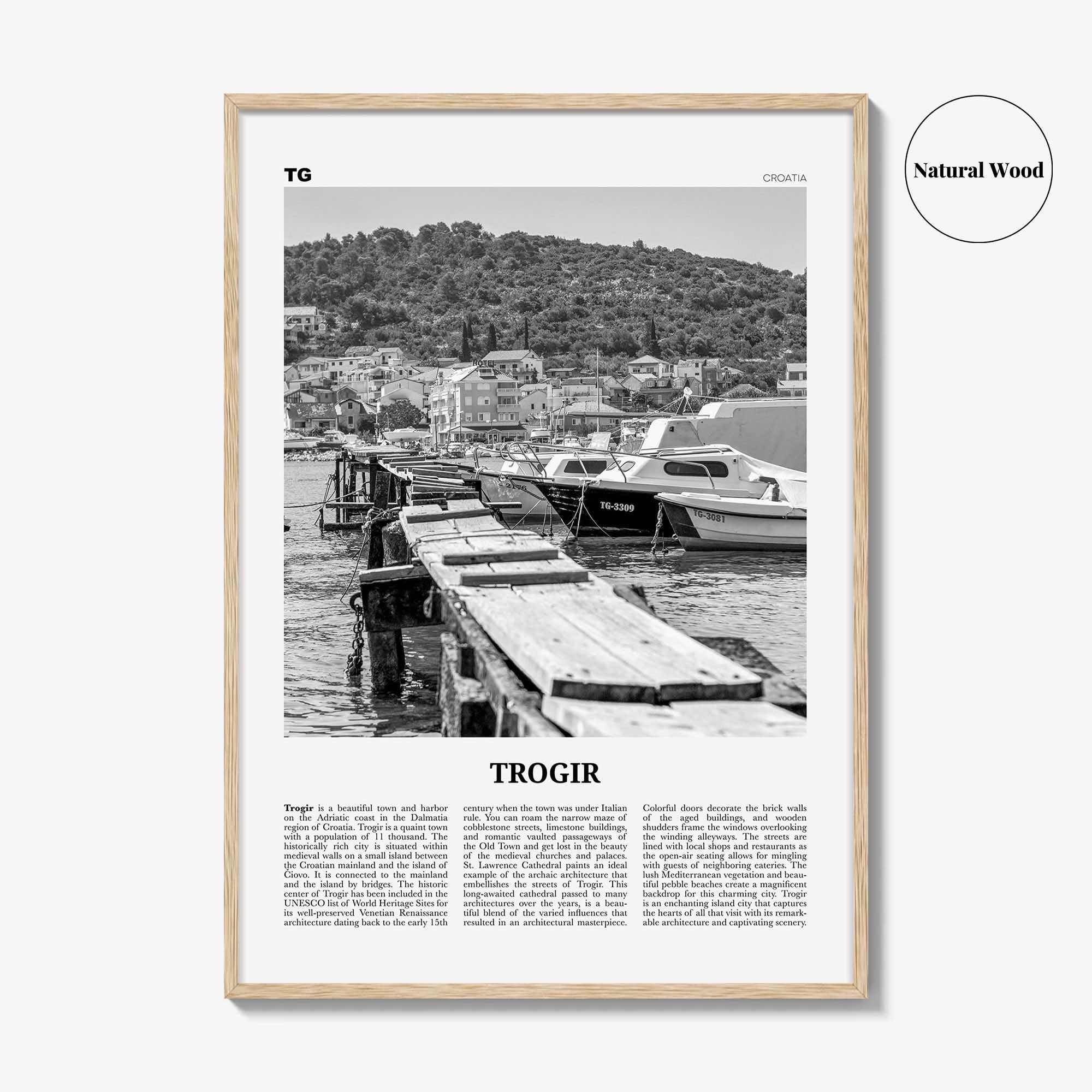 Trogir Print Black and White, Trogir Wall Art, Trogir Poster, Trogir Photo, Trogir Wall Décor, Traù, Croatia, Split-Dalmatia, Hrvatska