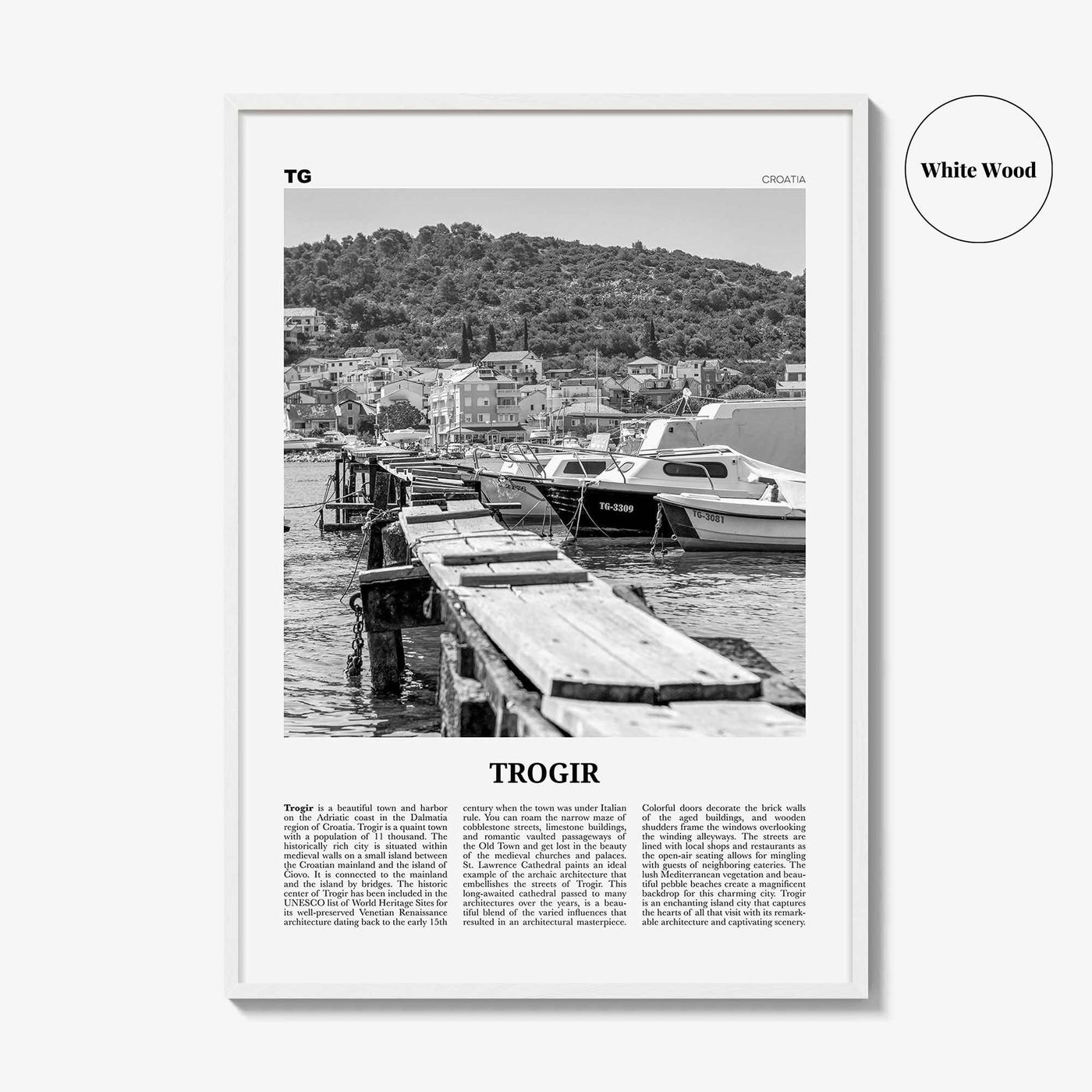Trogir Print Black and White, Trogir Wall Art, Trogir Poster, Trogir Photo, Trogir Wall Décor, Traù, Croatia, Split-Dalmatia, Hrvatska