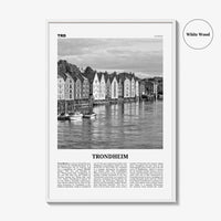 Trondheim Print Black and White, Trondheim Wall Art, Trondheim Poster, Trondheim Photo, Trondheim Wall Décor, Trondheim Map, Norway