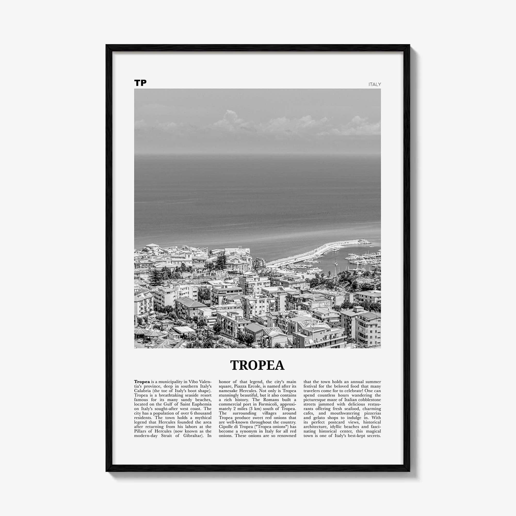 Tropea Print Black and White, Tropea Wall Art, Tropea Poster, Tropea Photo, Tropea Wall Décor, Italy, Italia