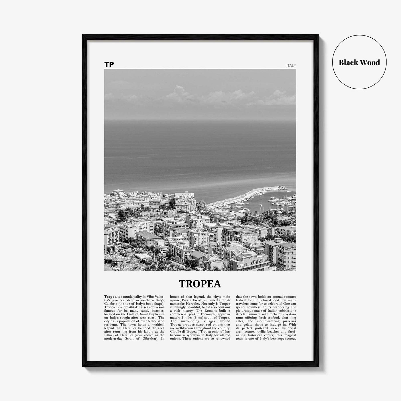 Tropea Print Black and White, Tropea Wall Art, Tropea Poster, Tropea Photo, Tropea Wall Décor, Italy, Italia