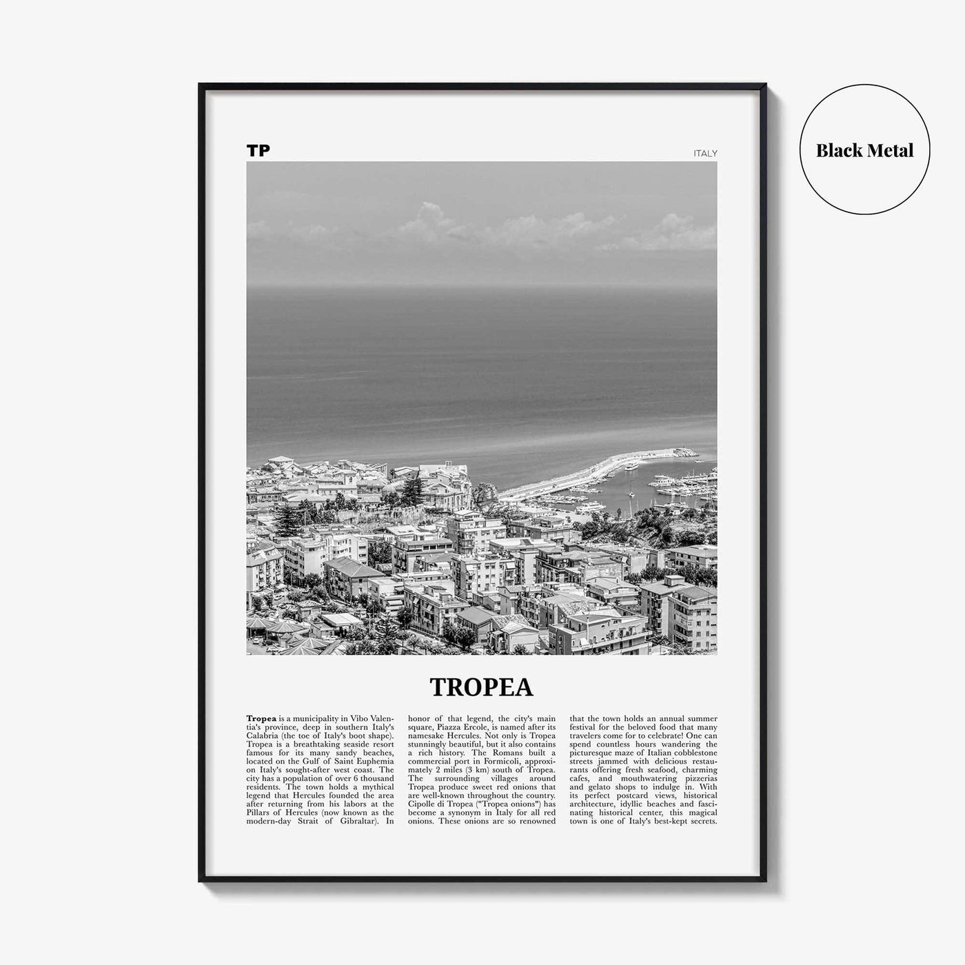 Tropea Print Black and White, Tropea Wall Art, Tropea Poster, Tropea Photo, Tropea Wall Décor, Italy, Italia