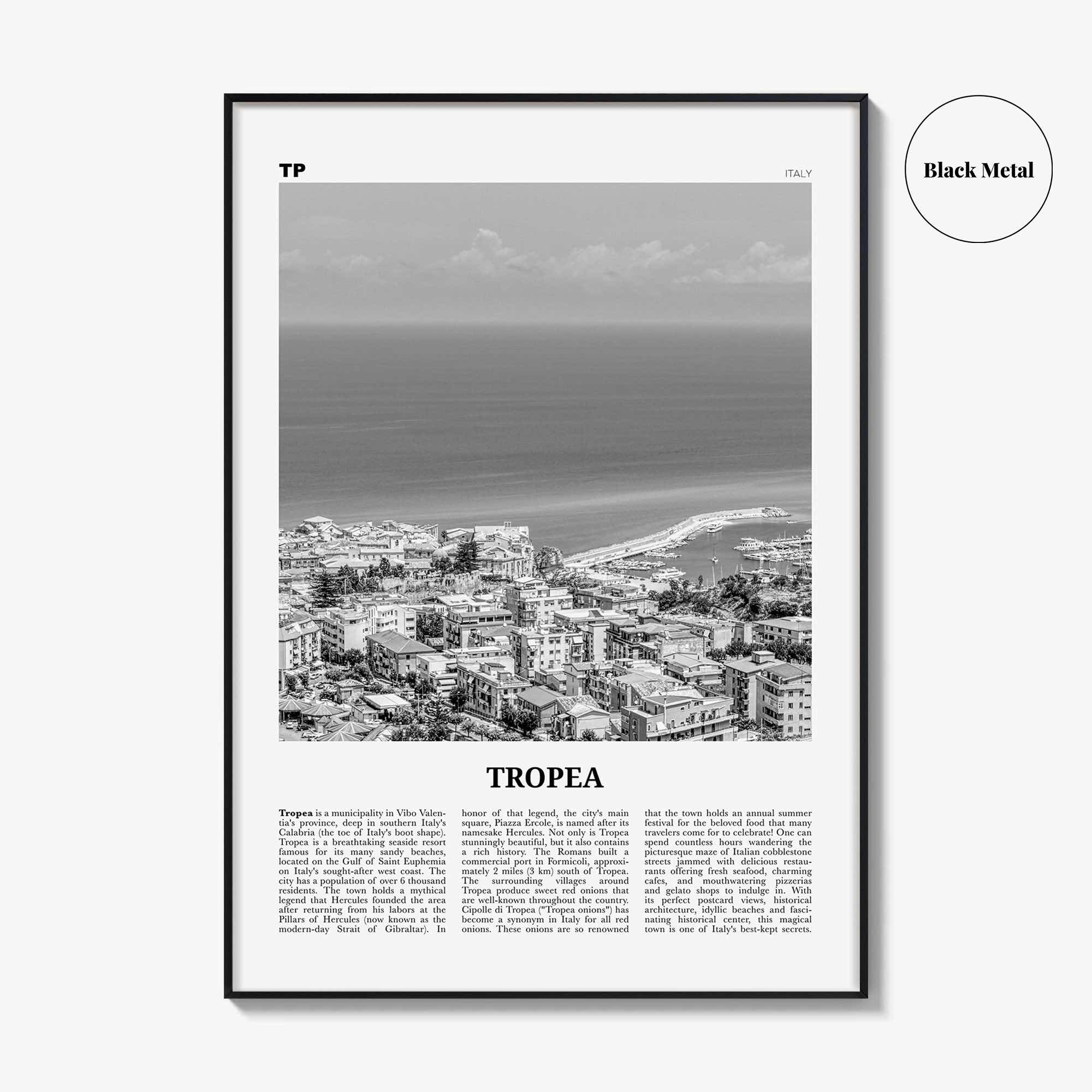 Tropea Print Black and White, Tropea Wall Art, Tropea Poster, Tropea Photo, Tropea Wall Décor, Italy, Italia