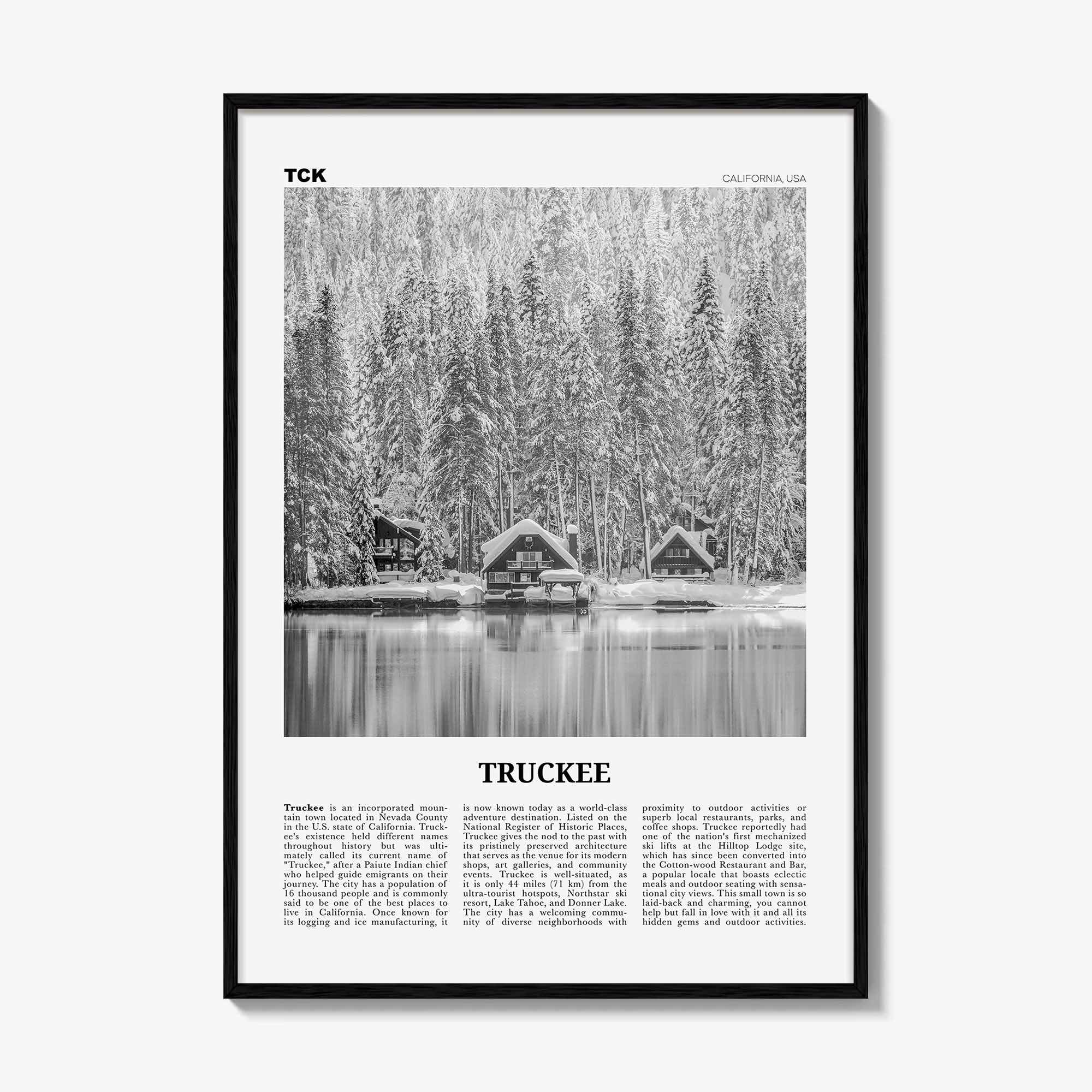 Truckee Print Black and White, Truckee Wall Art, Truckee Poster, Truckee Photo, Truckee Décor, California, USA, United States, North America