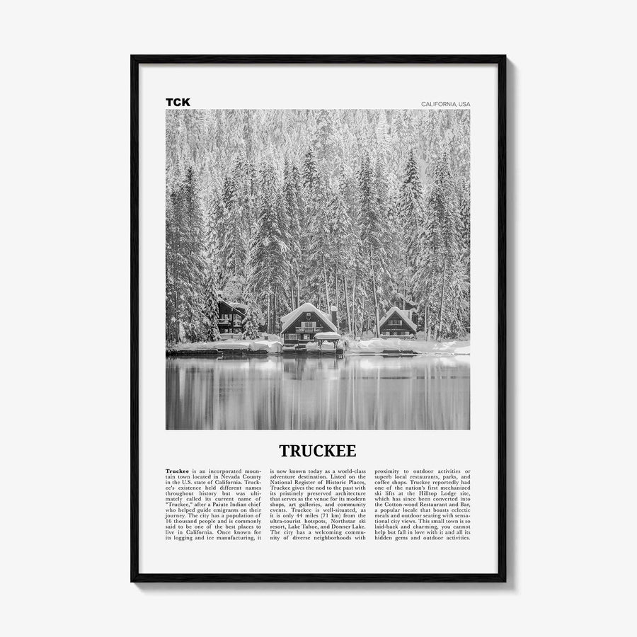 Truckee Print Black and White, Truckee Wall Art, Truckee Poster, Truckee Photo, Truckee Décor, California, USA, United States, North America
