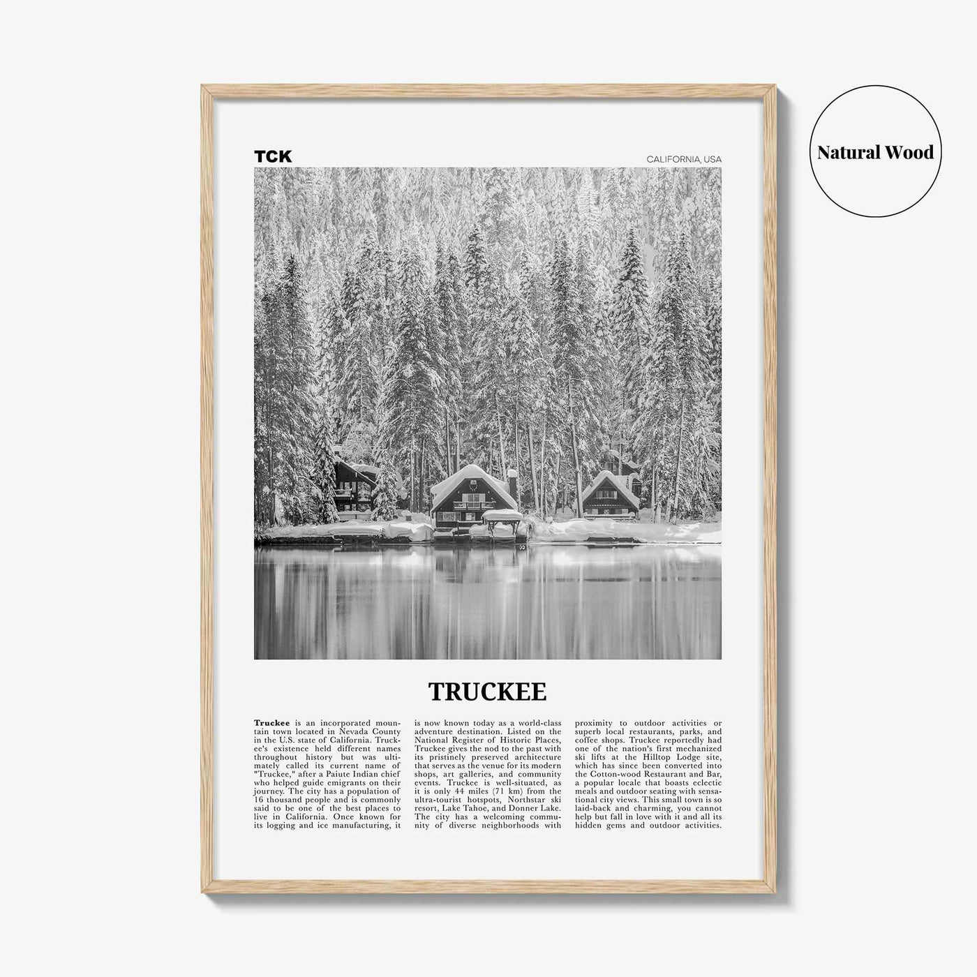 Truckee Print Black and White, Truckee Wall Art, Truckee Poster, Truckee Photo, Truckee Décor, California, USA, United States, North America
