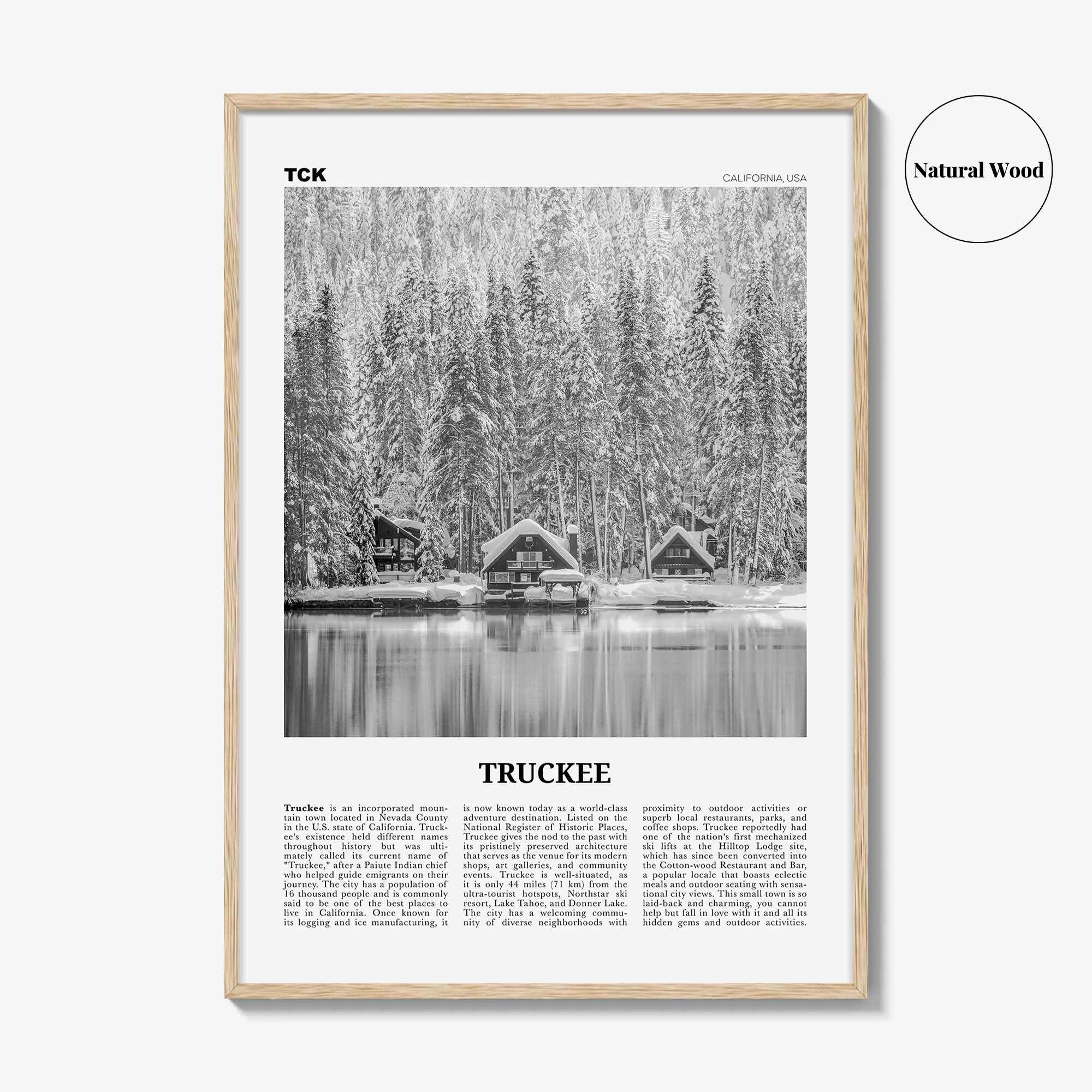 Truckee Print Black and White, Truckee Wall Art, Truckee Poster, Truckee Photo, Truckee Décor, California, USA, United States, North America
