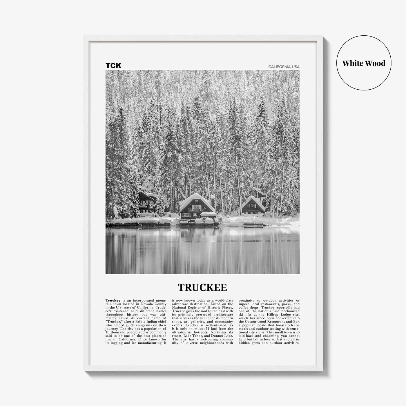 Truckee Print Black and White, Truckee Wall Art, Truckee Poster, Truckee Photo, Truckee Décor, California, USA, United States, North America