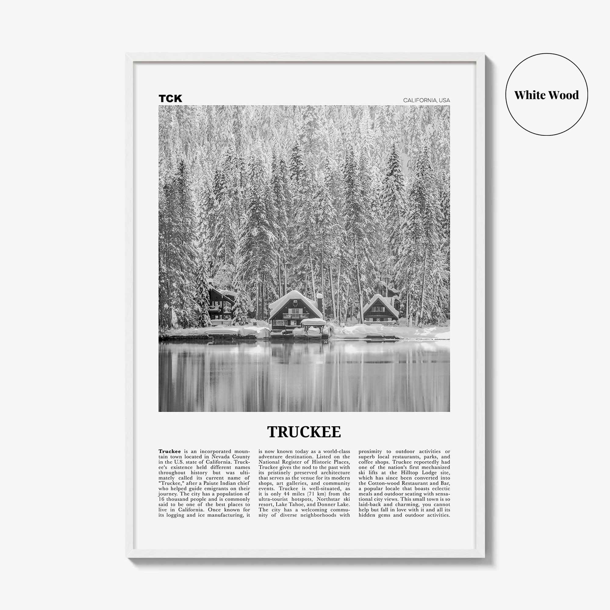 Truckee Print Black and White, Truckee Wall Art, Truckee Poster, Truckee Photo, Truckee Décor, California, USA, United States, North America