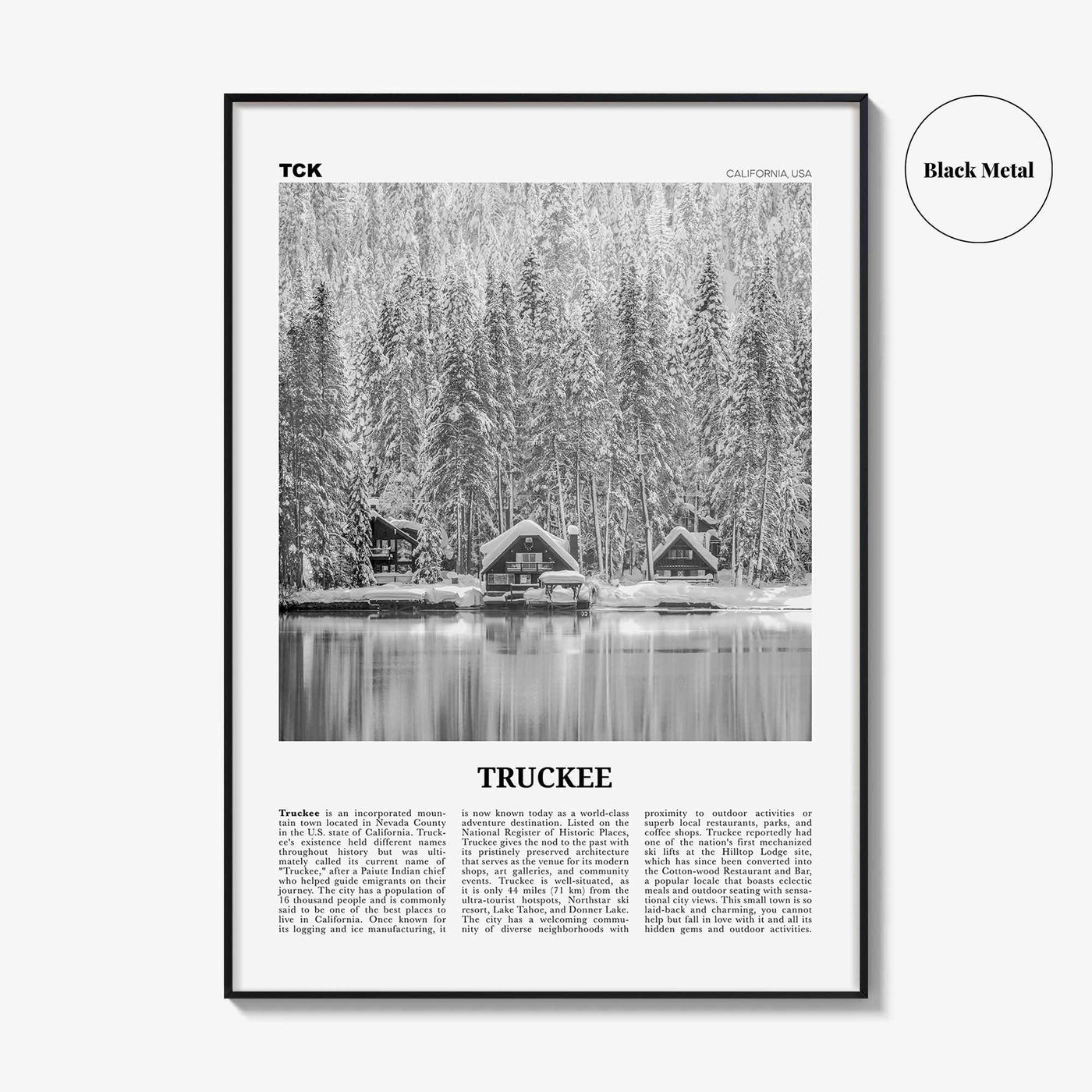 Truckee Print Black and White, Truckee Wall Art, Truckee Poster, Truckee Photo, Truckee Décor, California, USA, United States, North America