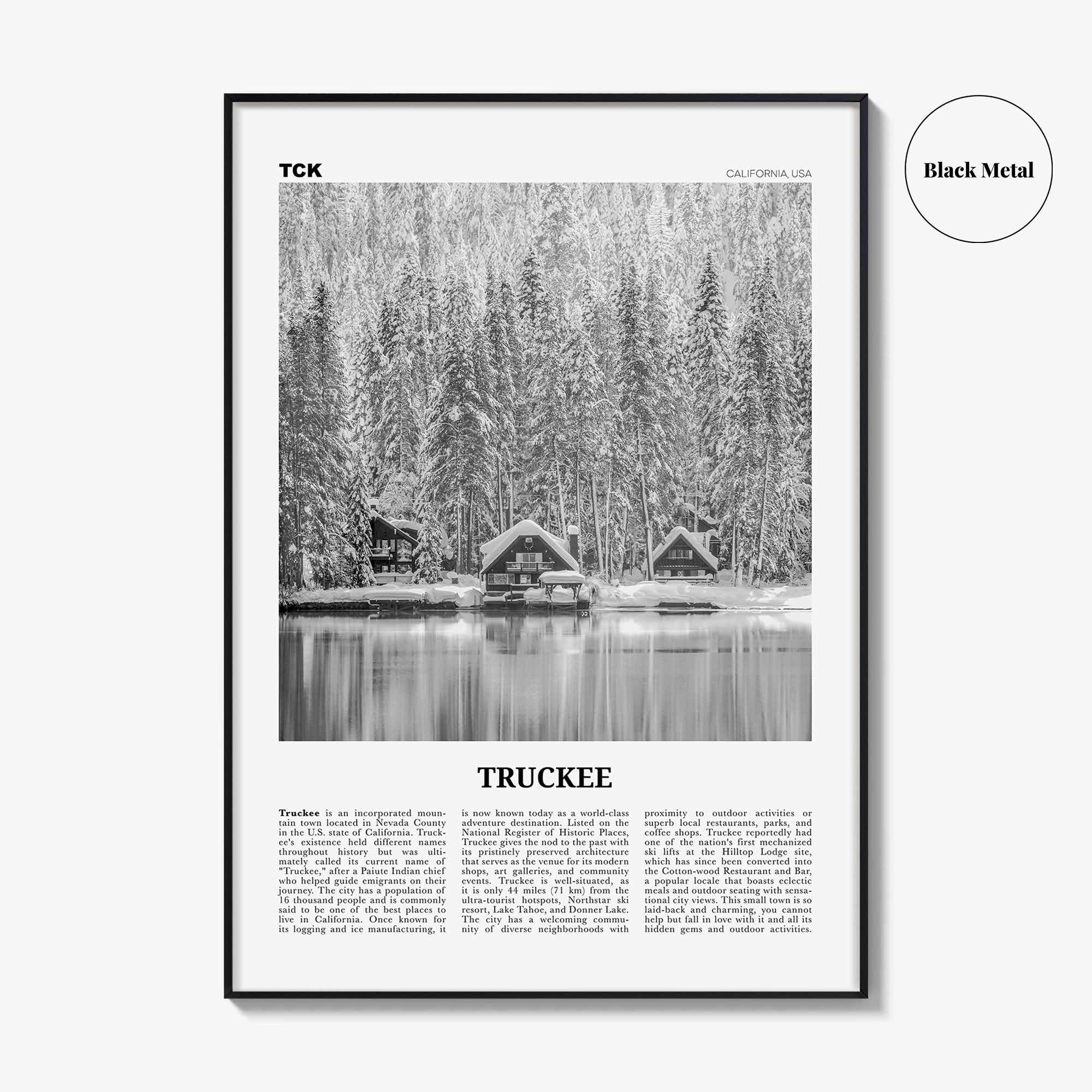 Truckee Print Black and White, Truckee Wall Art, Truckee Poster, Truckee Photo, Truckee Décor, California, USA, United States, North America