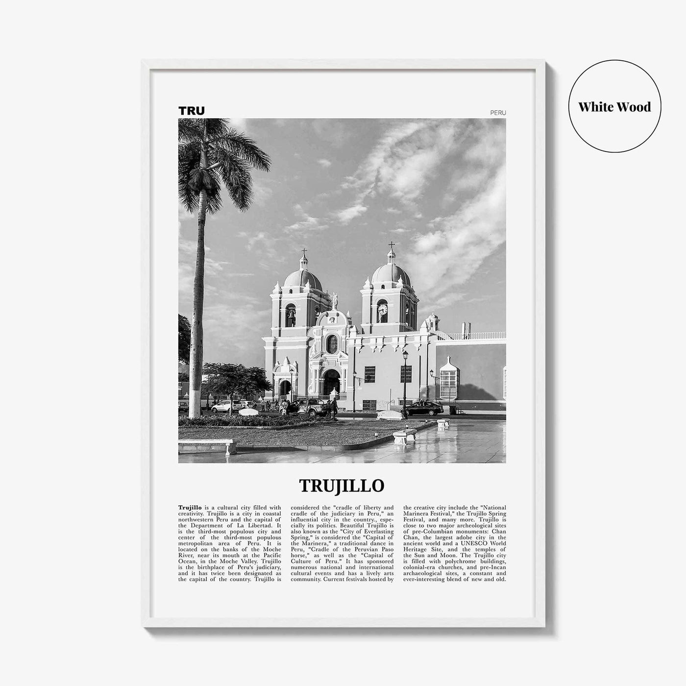 Trujillo Print Black and White, Trujillo Wall Art, Trujillo Poster, Trujillo Photo, Peru, Truhillu La Libertad, South America
