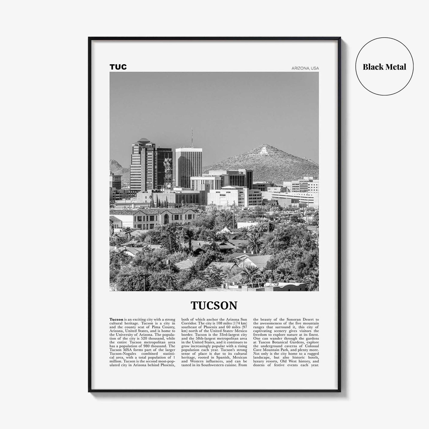 Tucson Print Black and White No 1, Tucson Wall Art, Tucson Poster, Tucson Photo, Tucson Wall Decor, Arizona, USA, United States, America