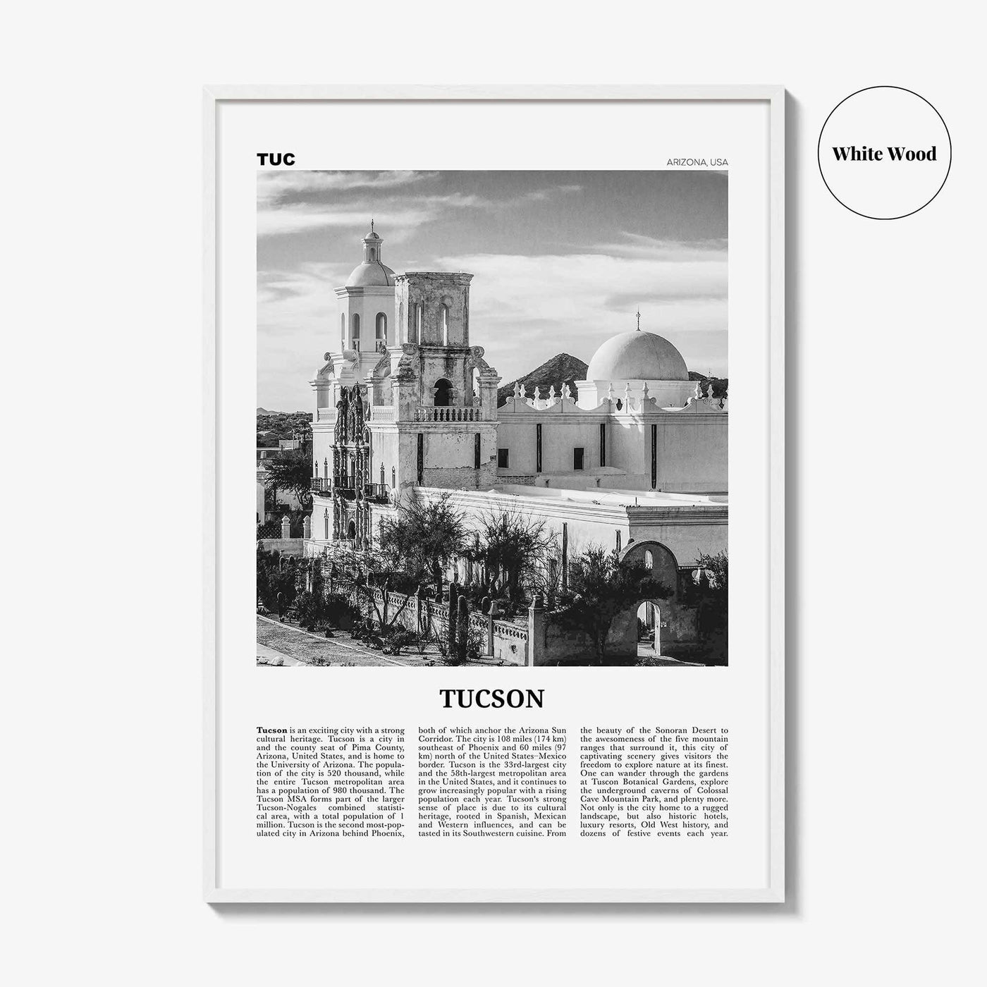 Tucson Print Black and White No 2, Tucson Wall Art, Tucson Poster, Tucson Photo, Tucson Wall Decor, Arizona, USA, United States, America