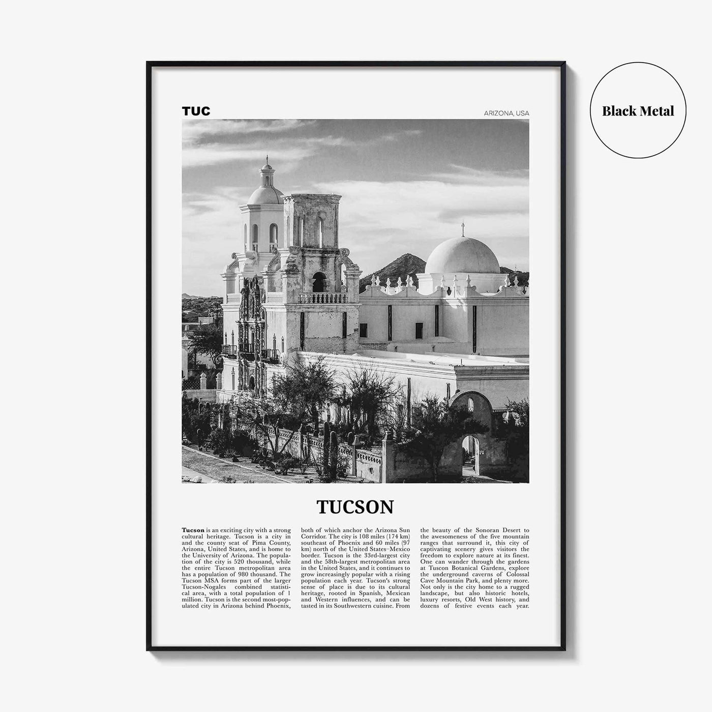 Tucson Print Black and White No 2, Tucson Wall Art, Tucson Poster, Tucson Photo, Tucson Wall Decor, Arizona, USA, United States, America