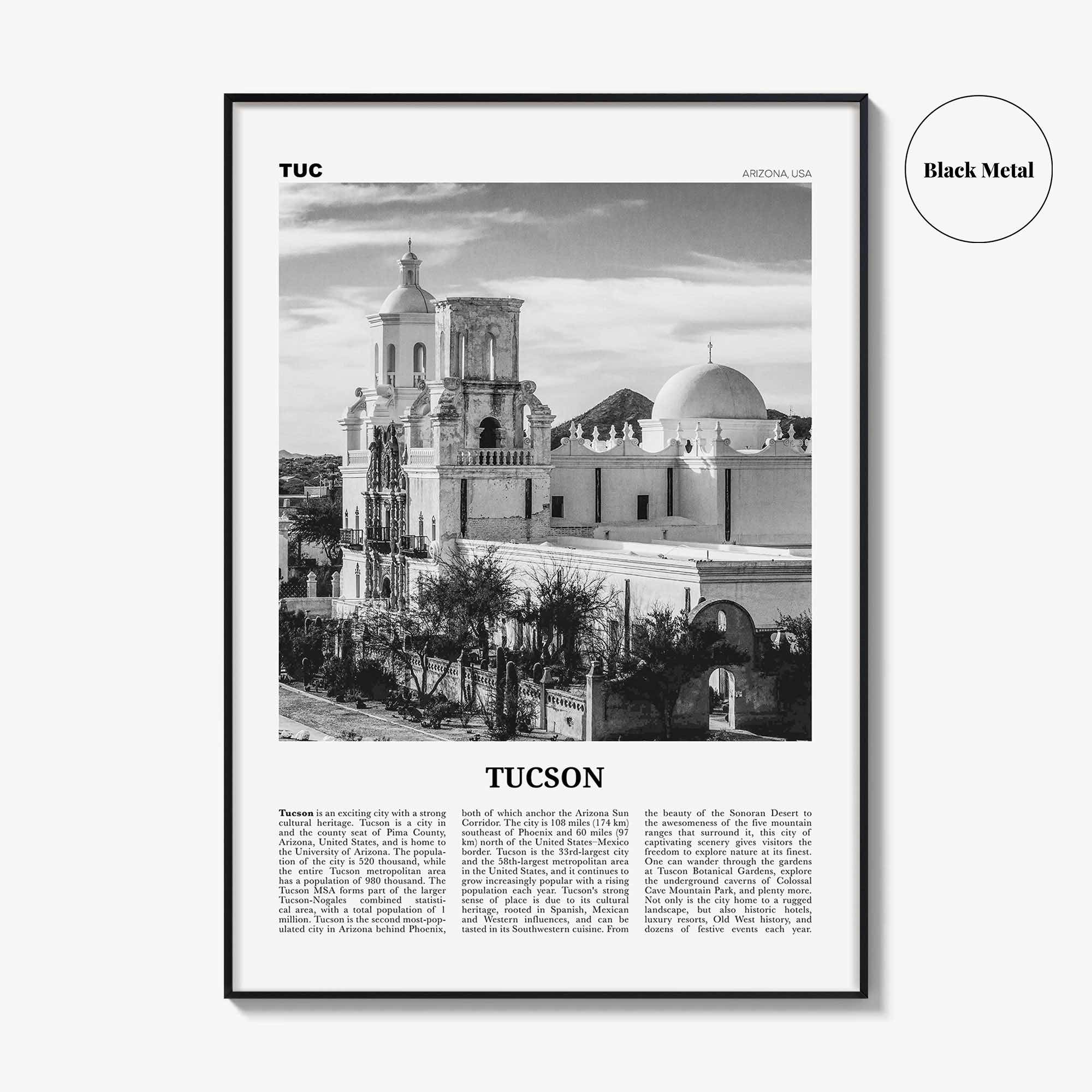 Tucson Print Black and White No 2, Tucson Wall Art, Tucson Poster, Tucson Photo, Tucson Wall Decor, Arizona, USA, United States, America