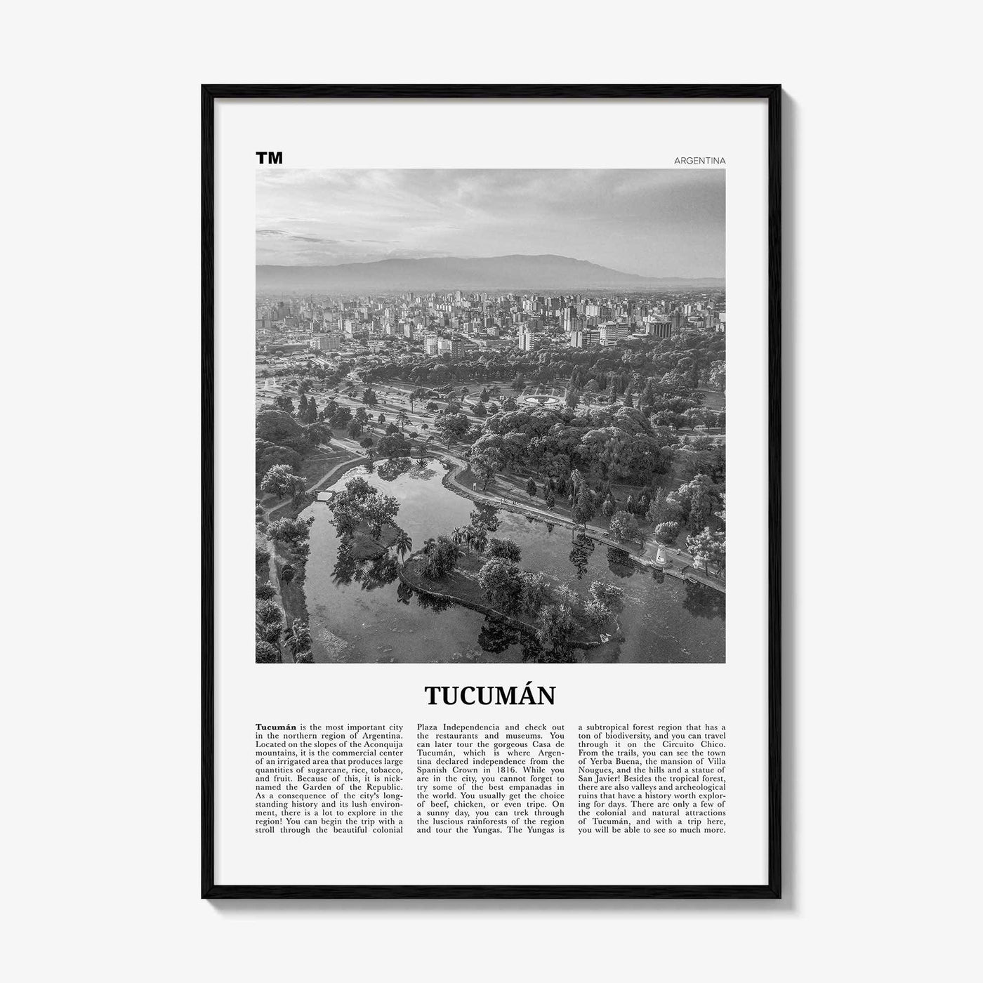 Tucuman Print Black and White, Tucumán Wall Art, Tucumán Poster, Tucumán Photo, Tucumán Wall Décor, Argentina, San Miguel de Tucumán