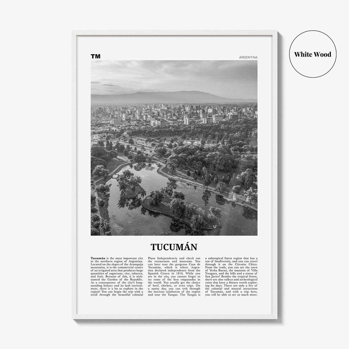 Tucuman Print Black and White, Tucumán Wall Art, Tucumán Poster, Tucumán Photo, Tucumán Wall Décor, Argentina, San Miguel de Tucumán