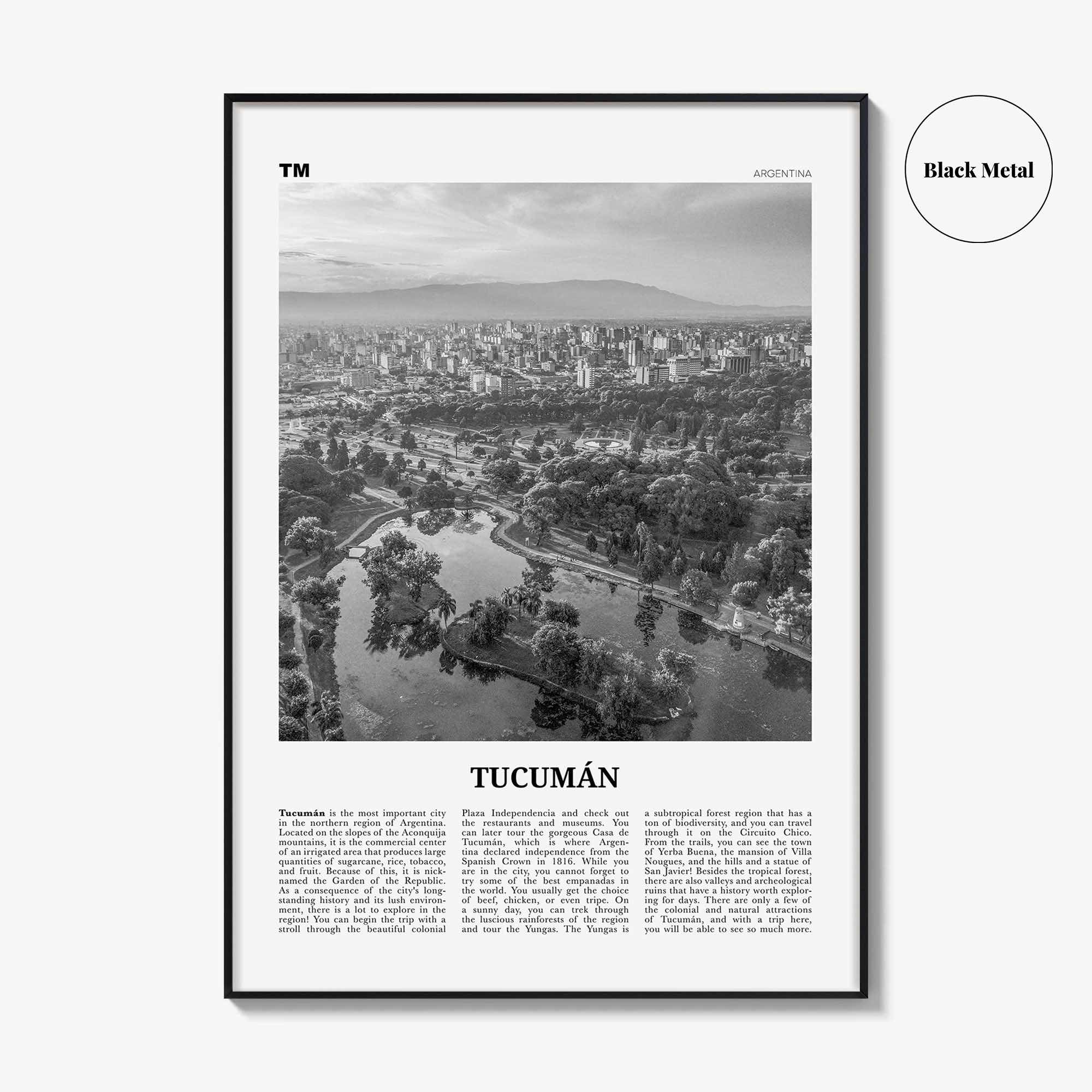 Tucuman Print Black and White, Tucumán Wall Art, Tucumán Poster, Tucumán Photo, Tucumán Wall Décor, Argentina, San Miguel de Tucumán