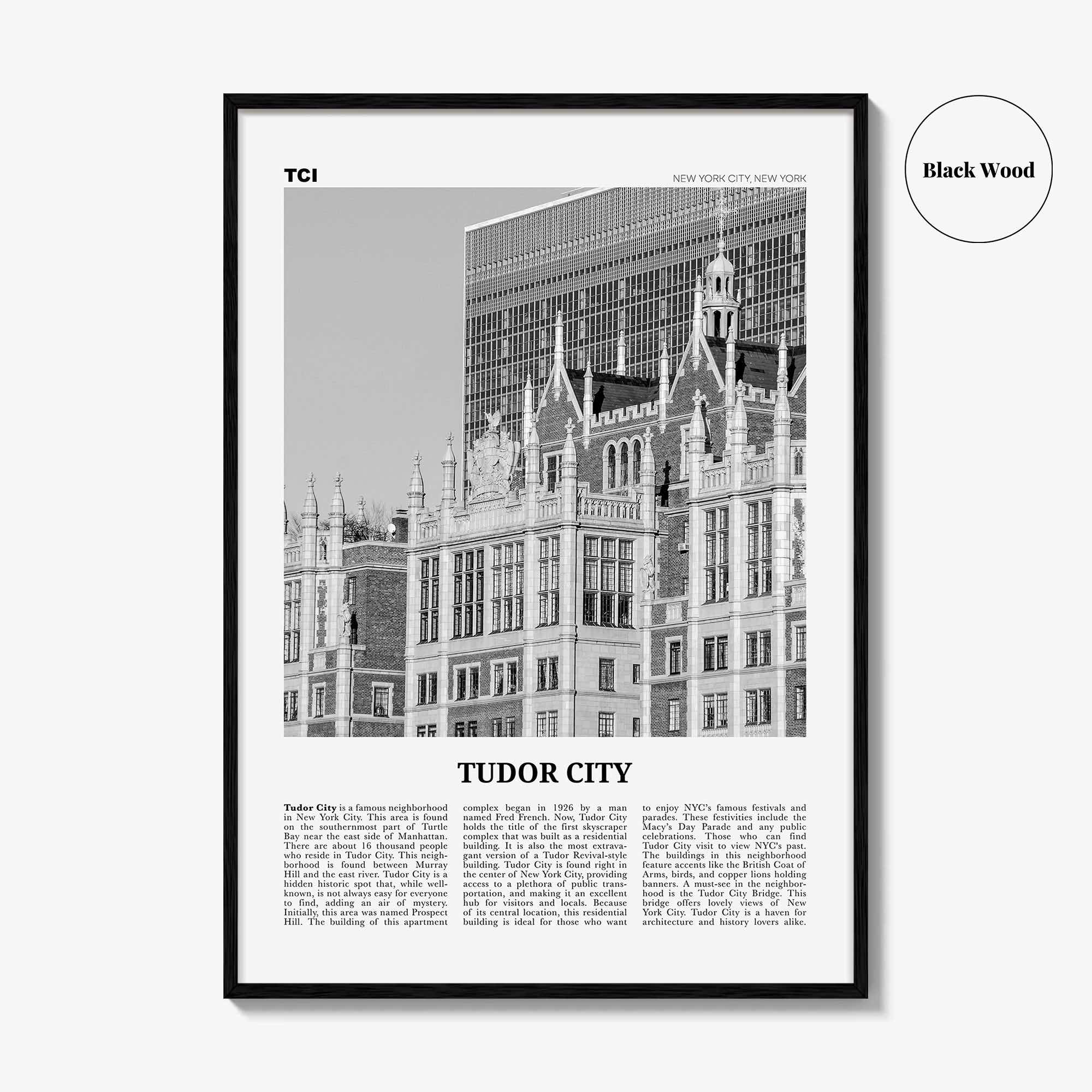 Tudor City Print Black and White, Tudor City Wall Art, Tudor City Poster, Tudor City Photo, Tudor City Décor, Tudor City Map, New York City