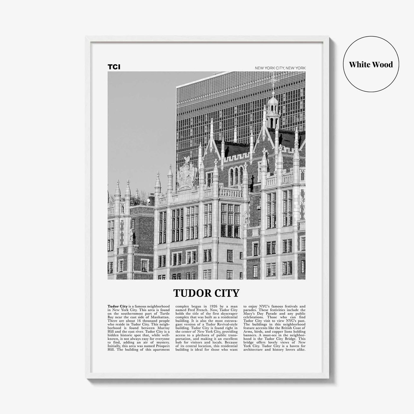 Tudor City Print Black and White, Tudor City Wall Art, Tudor City Poster, Tudor City Photo, Tudor City Décor, Tudor City Map, New York City