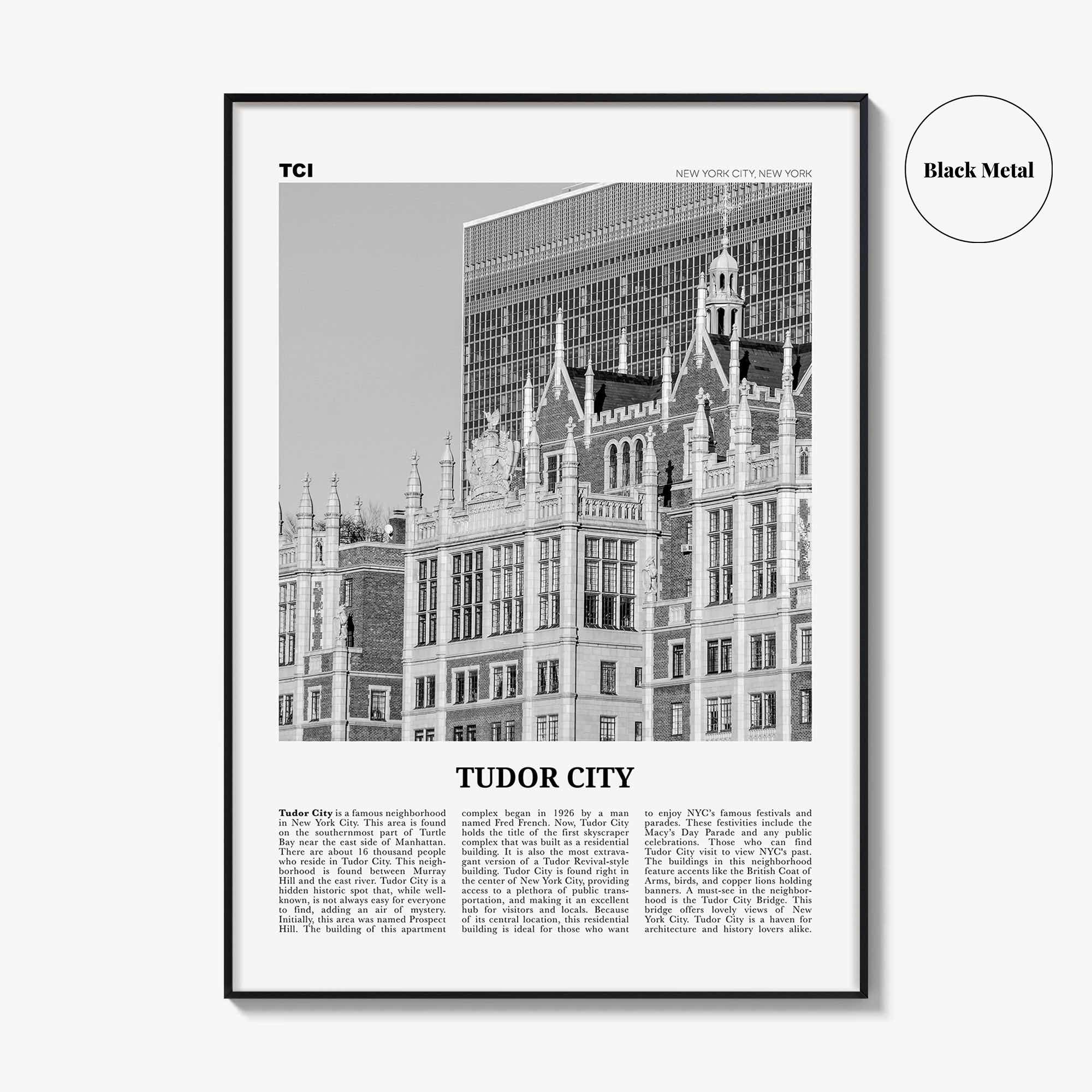Tudor City Print Black and White, Tudor City Wall Art, Tudor City Poster, Tudor City Photo, Tudor City Décor, Tudor City Map, New York City