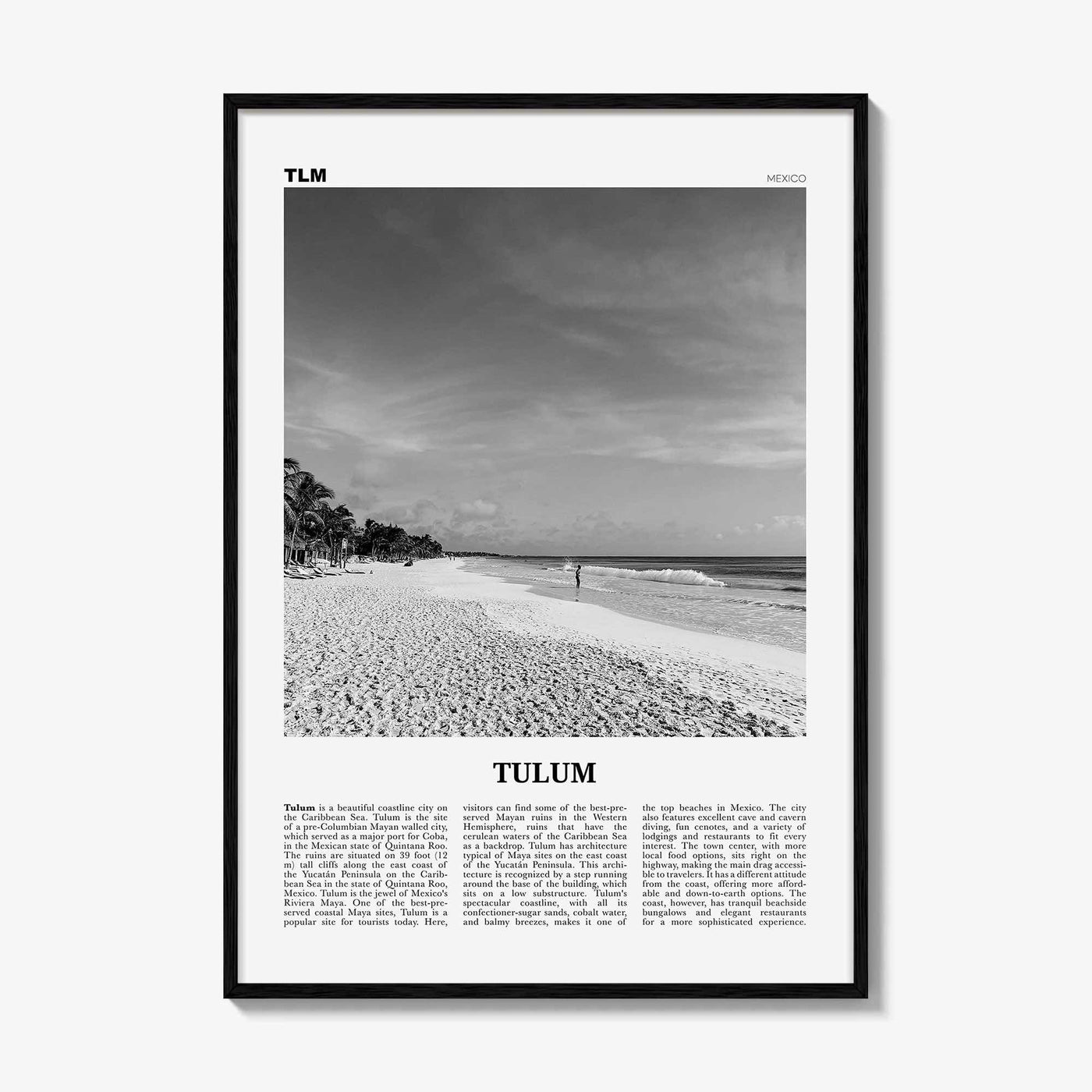 Tulum Print Black and White No 1, Tulum Wall Art, Tulum Poster, Tulum Photo, Tulum Wall Decor, City Art Print, Mexico Print