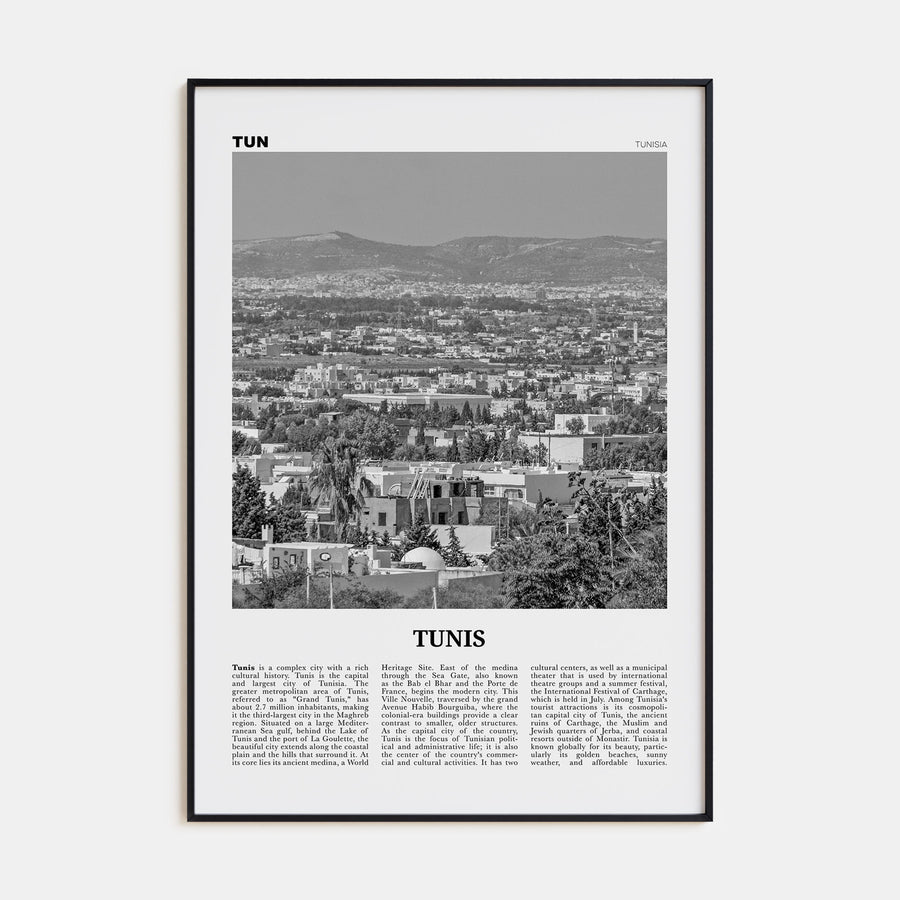 Tunis Travel B&W Poster