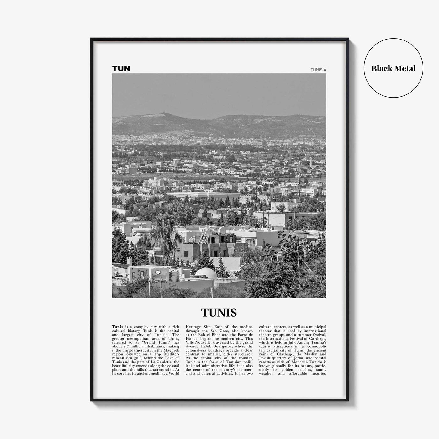 Tunis Print Black and White, Tunis Wall Art, Tunis Poster, Tunis Photo, Tunis Wall Decor, Tunisia, Tūnis, Tunisie, Africa