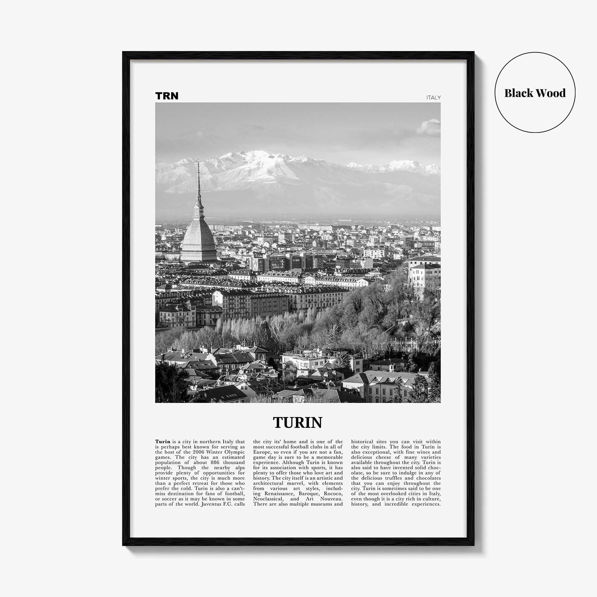 Turin Print Black and White, Turin Wall Art, Turin Poster, Turin Photo, Turin Wall Décor, Torino Poster Print, Piedmont, Italy, Italia,
