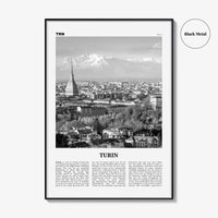 Turin Print Black and White, Turin Wall Art, Turin Poster, Turin Photo, Turin Wall Décor, Torino Poster Print, Piedmont, Italy, Italia,
