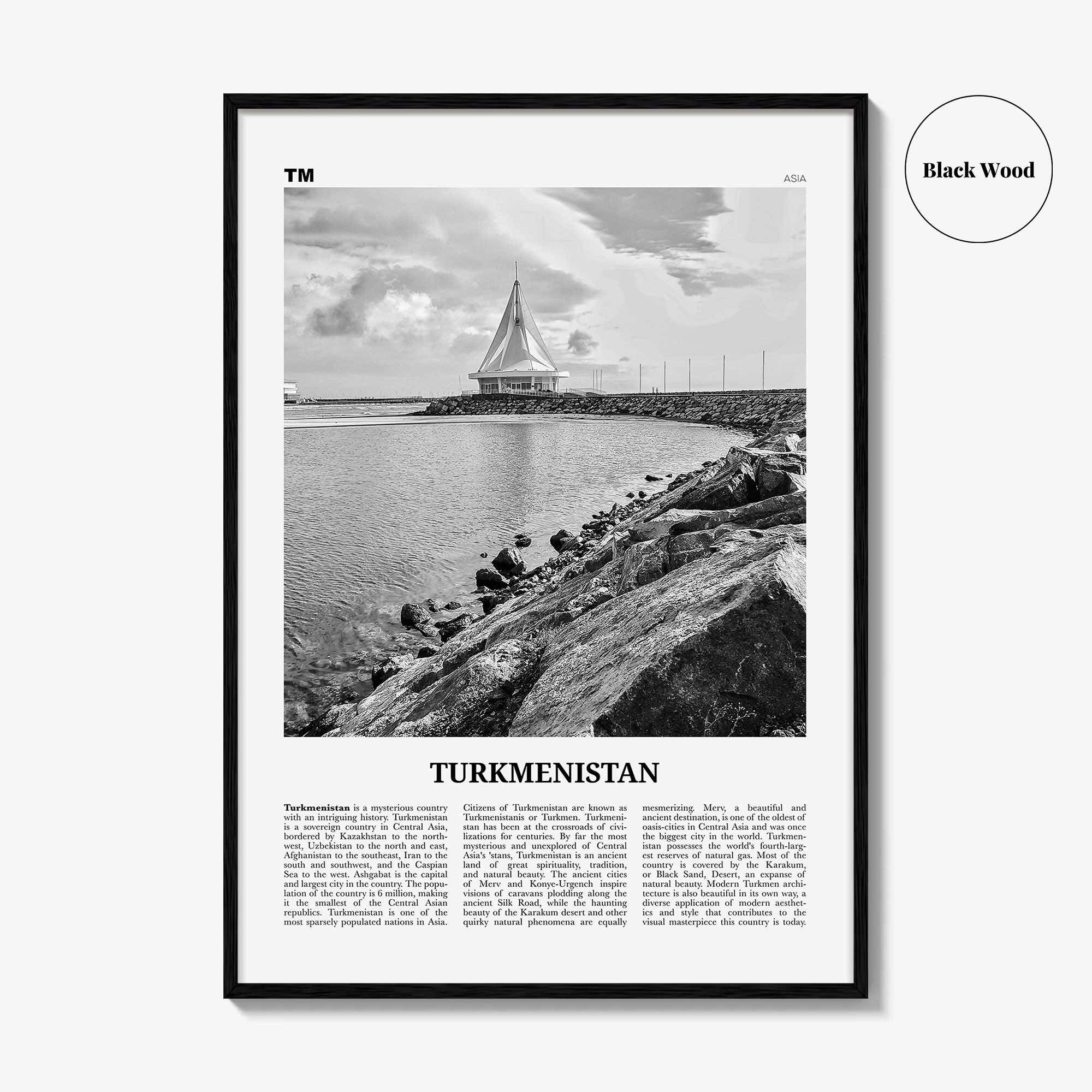 Turkmenistan Print Black and White, Turkmenistan Wall Art, Turkmenistan Poster, Turkmenistan Photo, Türkmenistan, Turkmenia, Ashgabat, Asia